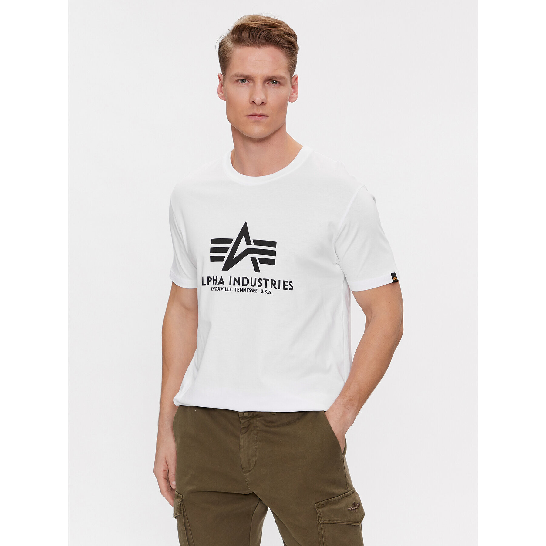 Alpha Industries Tricou Basic 100501 Alb Regular Fit - Pled.ro