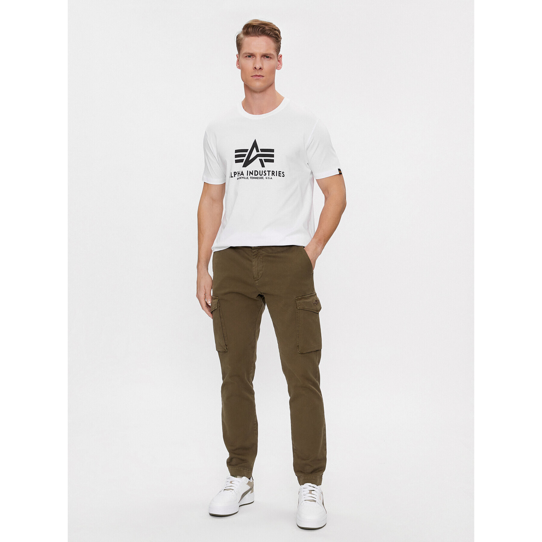 Alpha Industries Tricou Basic 100501 Alb Regular Fit - Pled.ro