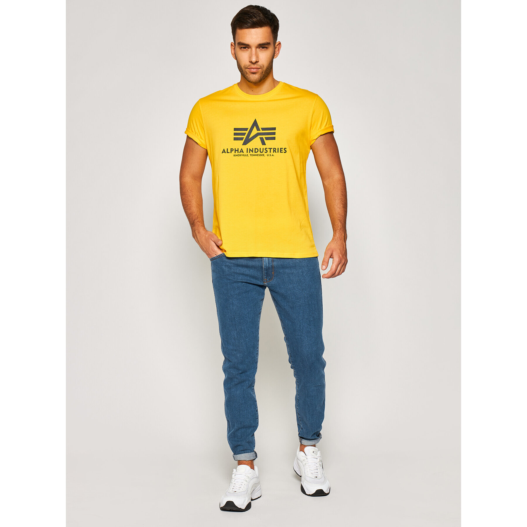 Alpha Industries Tricou Basic 100501 Galben Regular Fit - Pled.ro