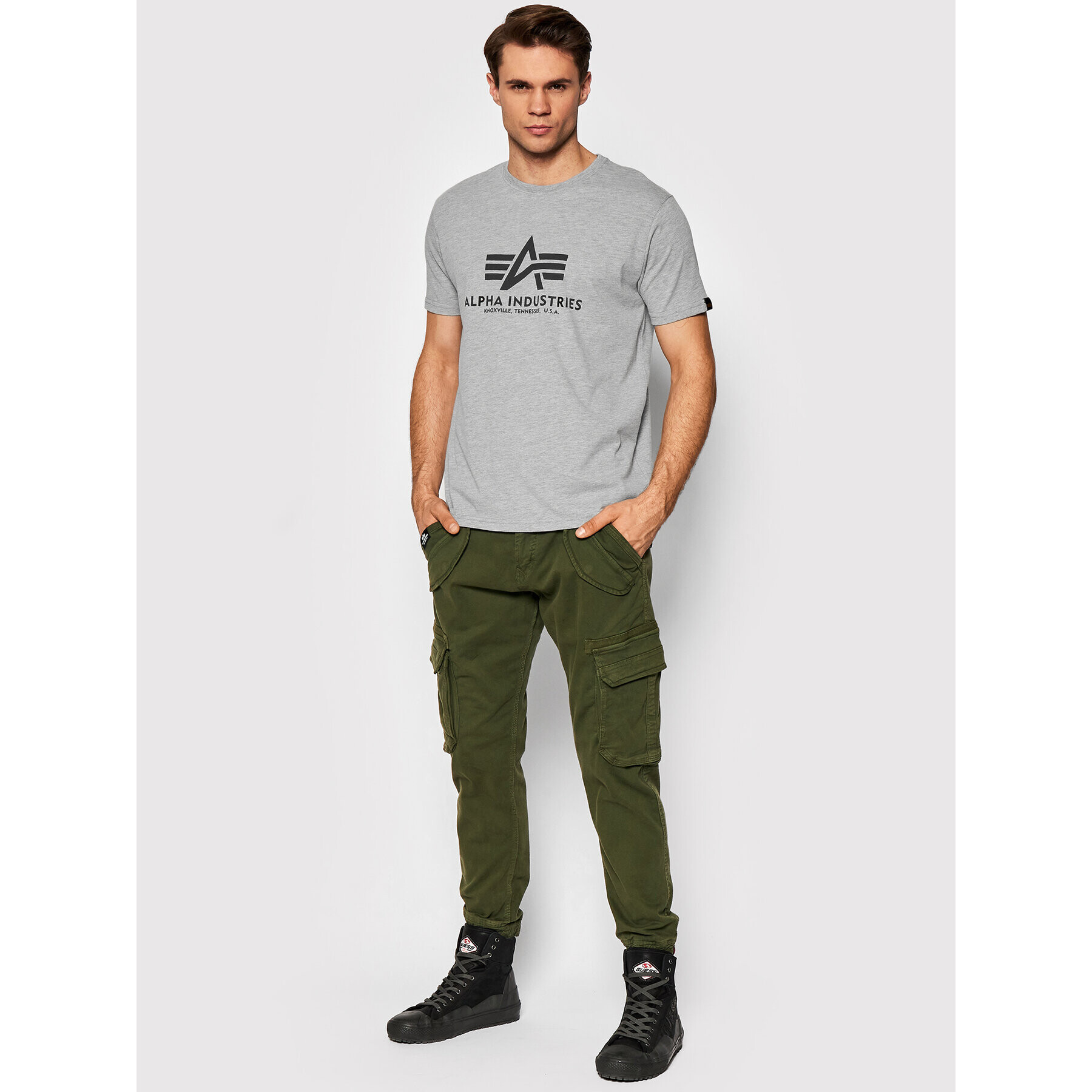 Alpha Industries Tricou Basic 100501 Gri Regular Fit - Pled.ro