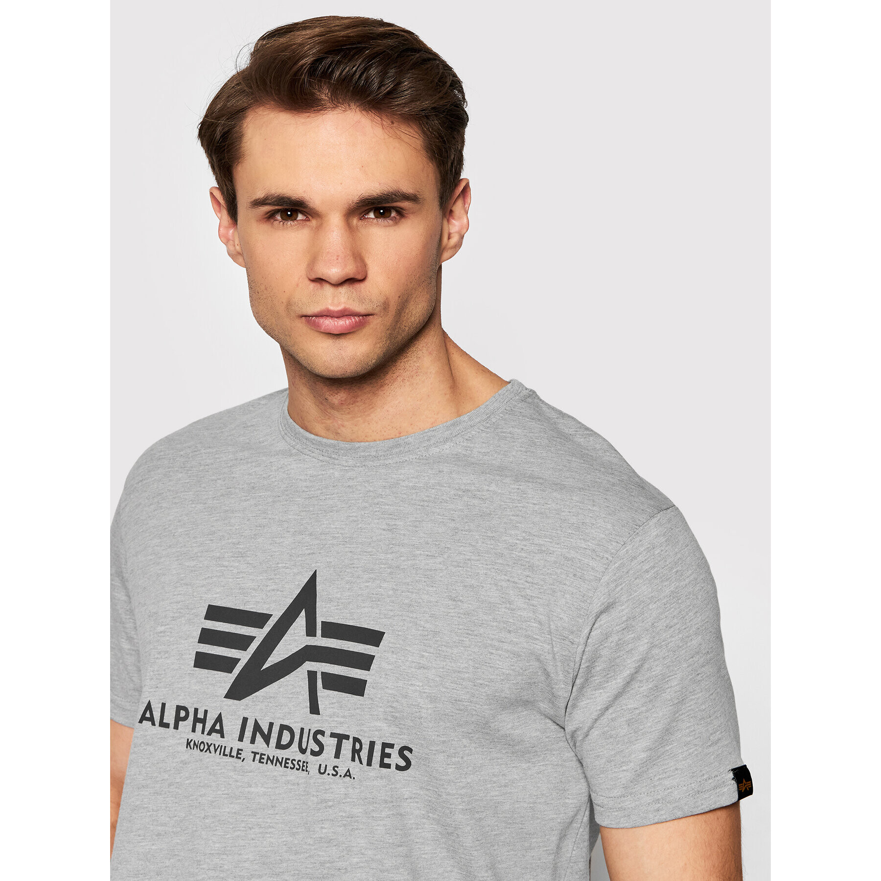 Alpha Industries Tricou Basic 100501 Gri Regular Fit - Pled.ro