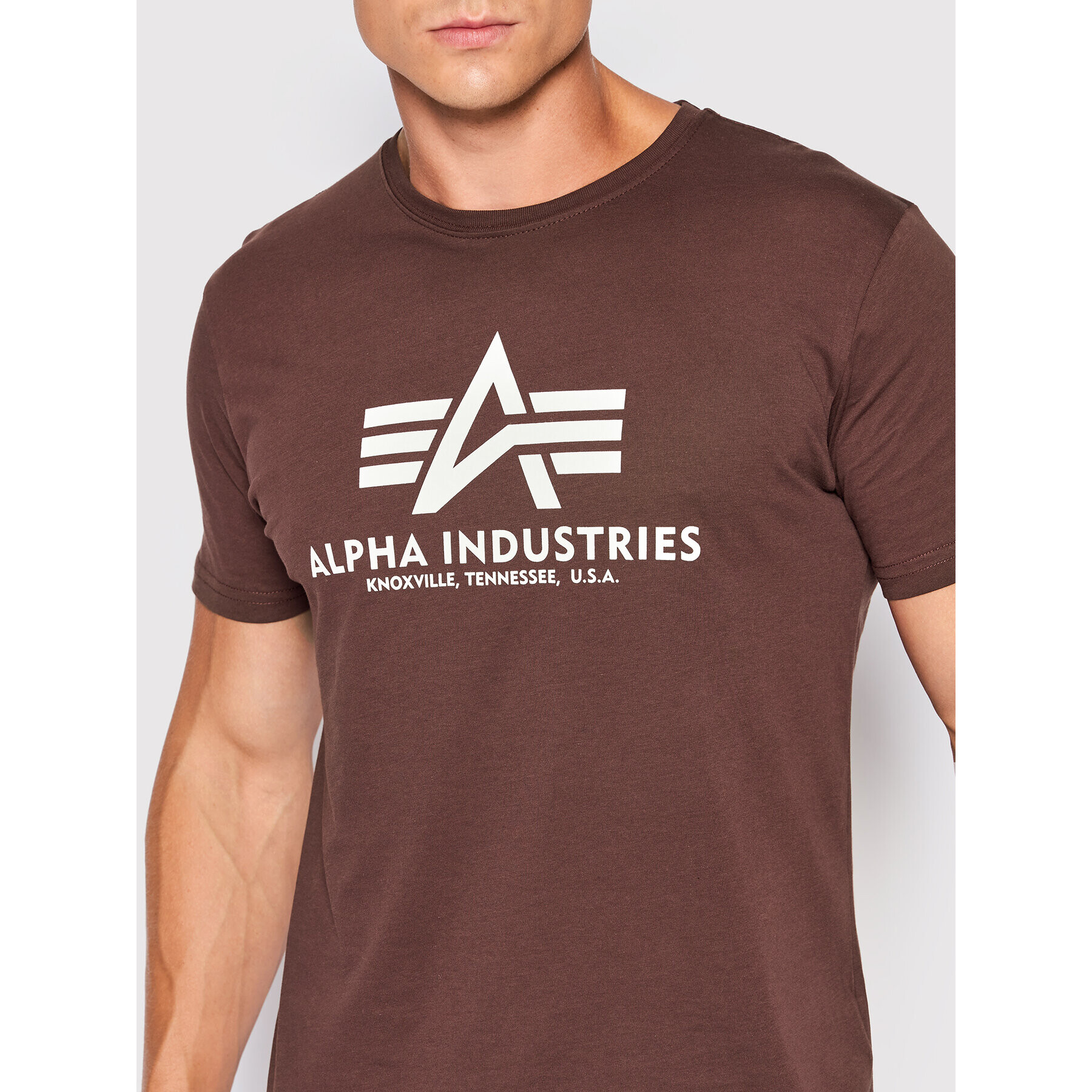 Alpha Industries Tricou Basic 100501 Maro Regular Fit - Pled.ro