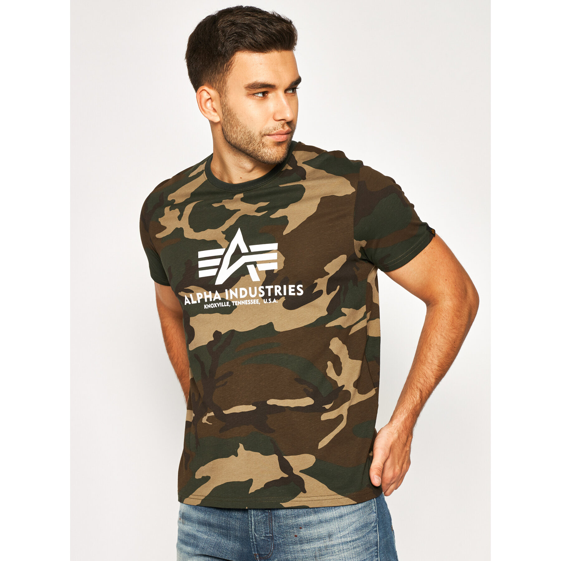 Alpha Industries Tricou Basic 100501C Verde Regular Fit - Pled.ro