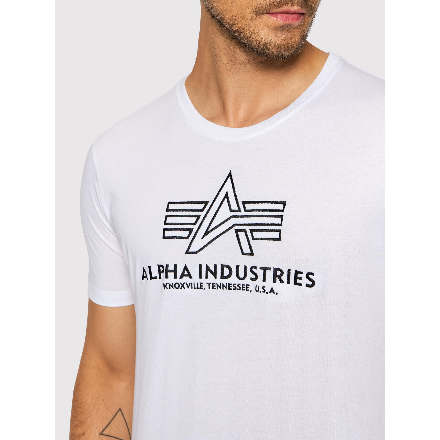 Alpha Industries Tricou Basic 118505 Alb Regular Fit - Pled.ro