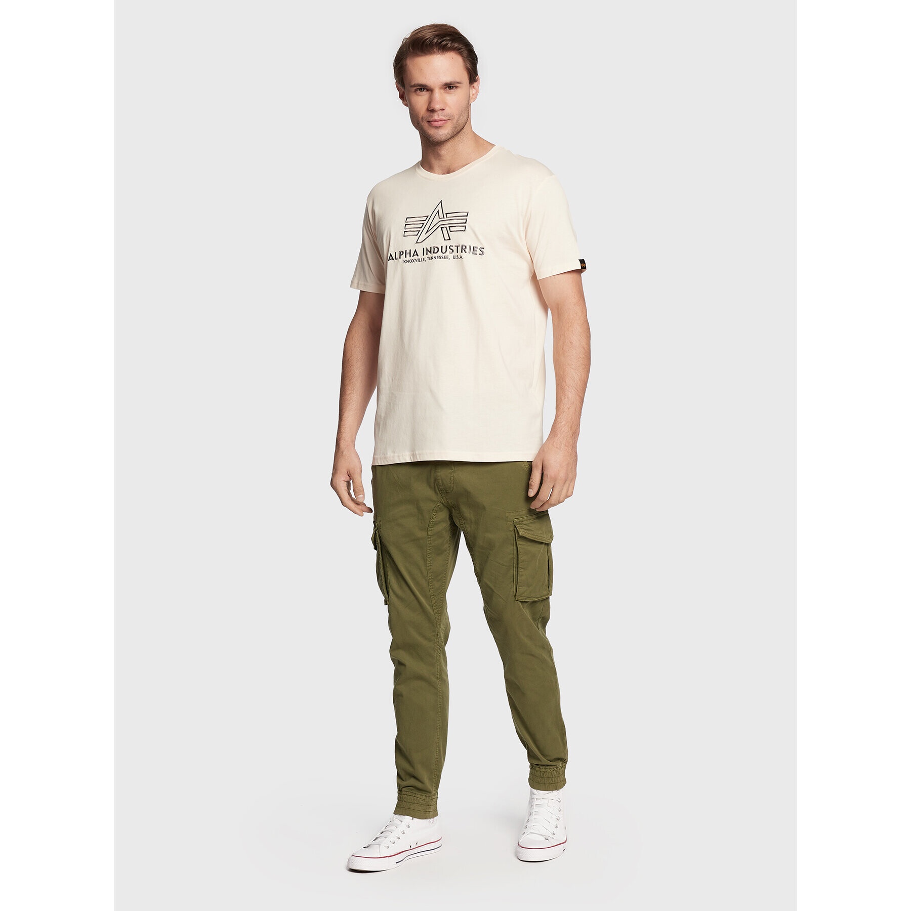 Alpha Industries Tricou Basic 118505 Bej Regular Fit - Pled.ro