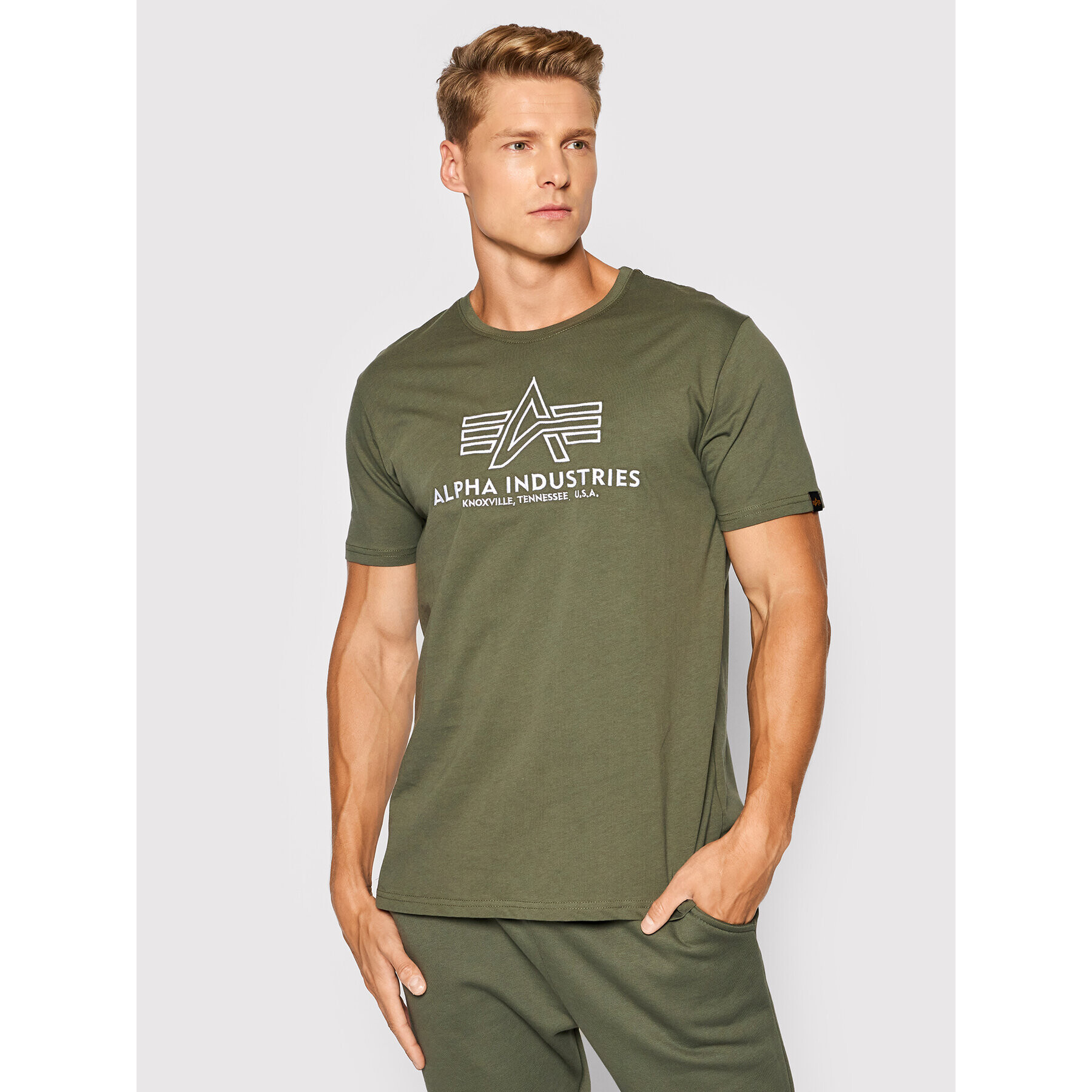 Alpha Industries Tricou Basic 118505 Verde Regular Fit - Pled.ro