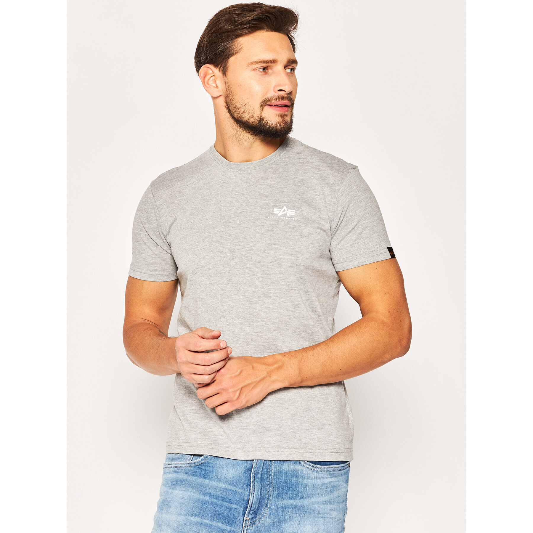 Alpha Industries Tricou Basic 188505 Gri Regular Fit - Pled.ro