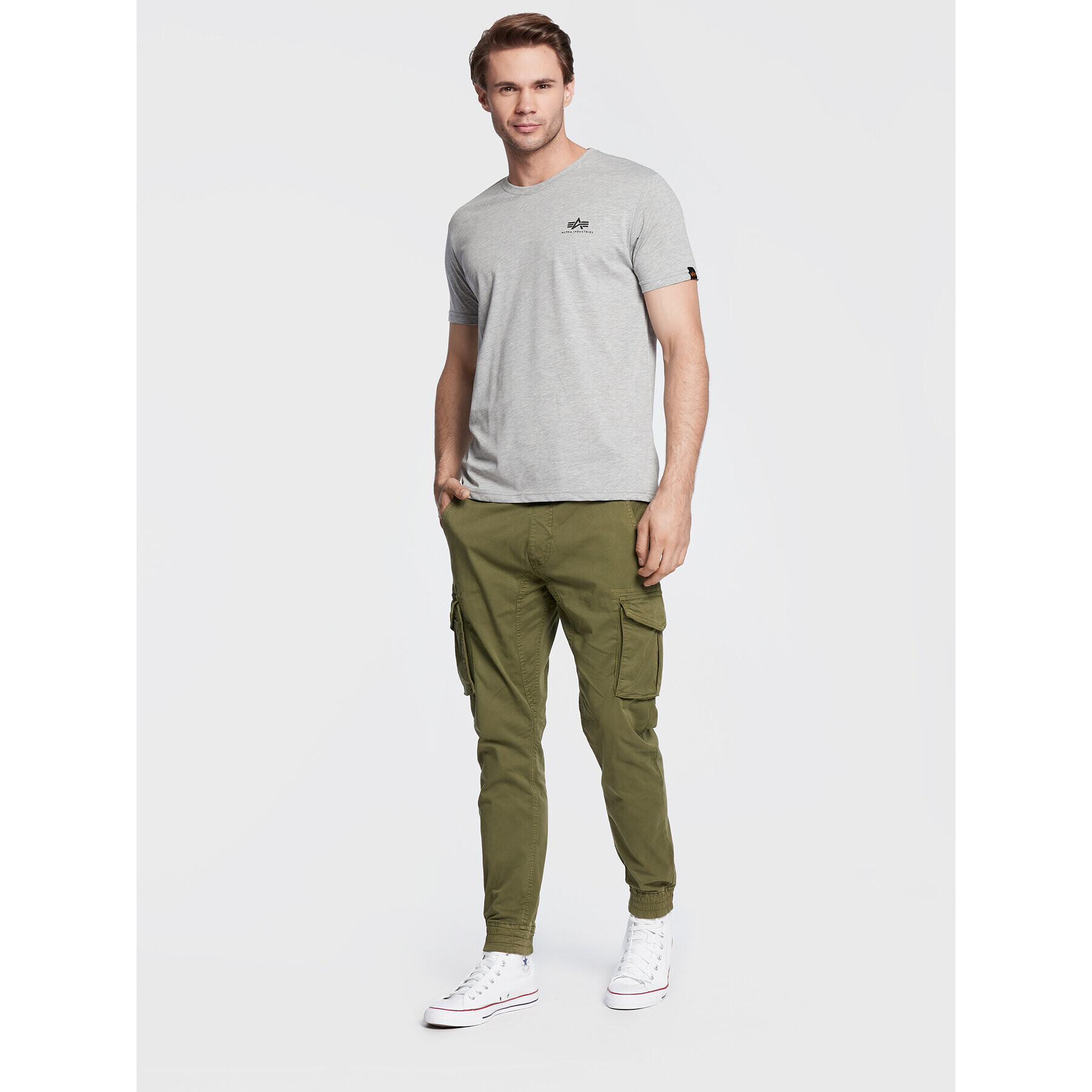 Alpha Industries Tricou Basic 188505 Gri Regular Fit - Pled.ro