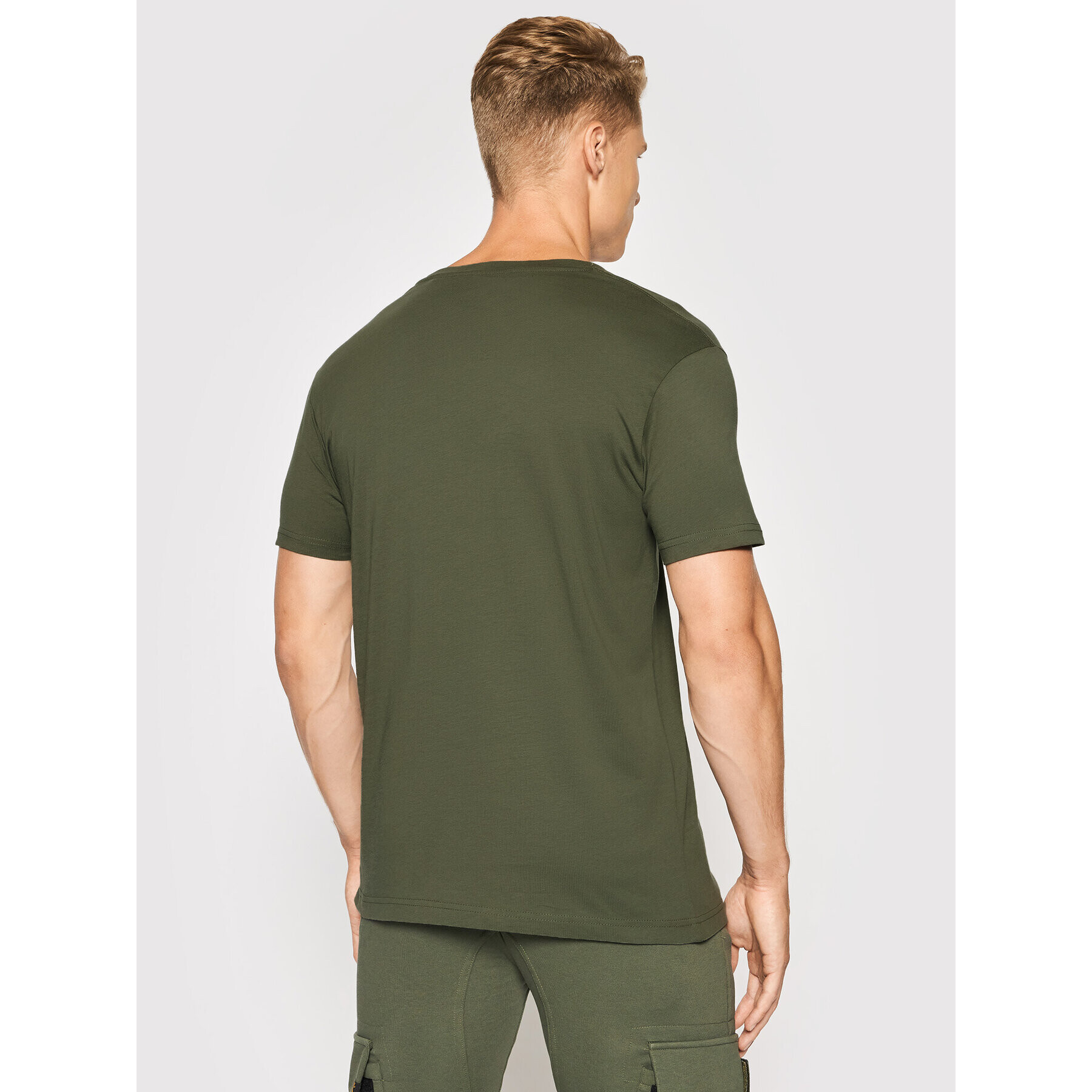 Alpha Industries Tricou Basic Reflective Print 100501RP Verde Regular Fit - Pled.ro