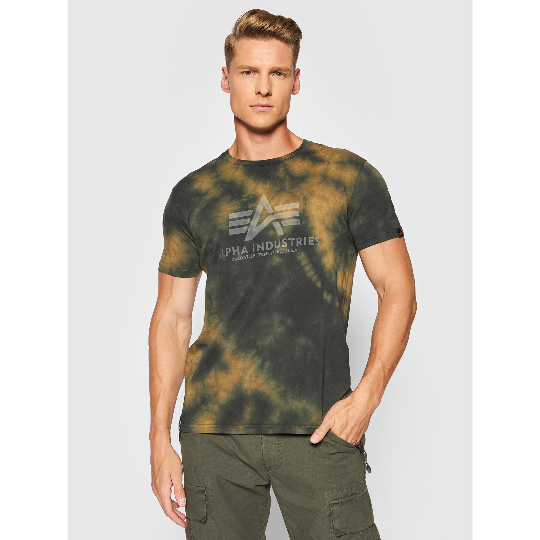 Alpha Industries Tricou Basic T Batik 116517 Maro Regular Fit - Pled.ro