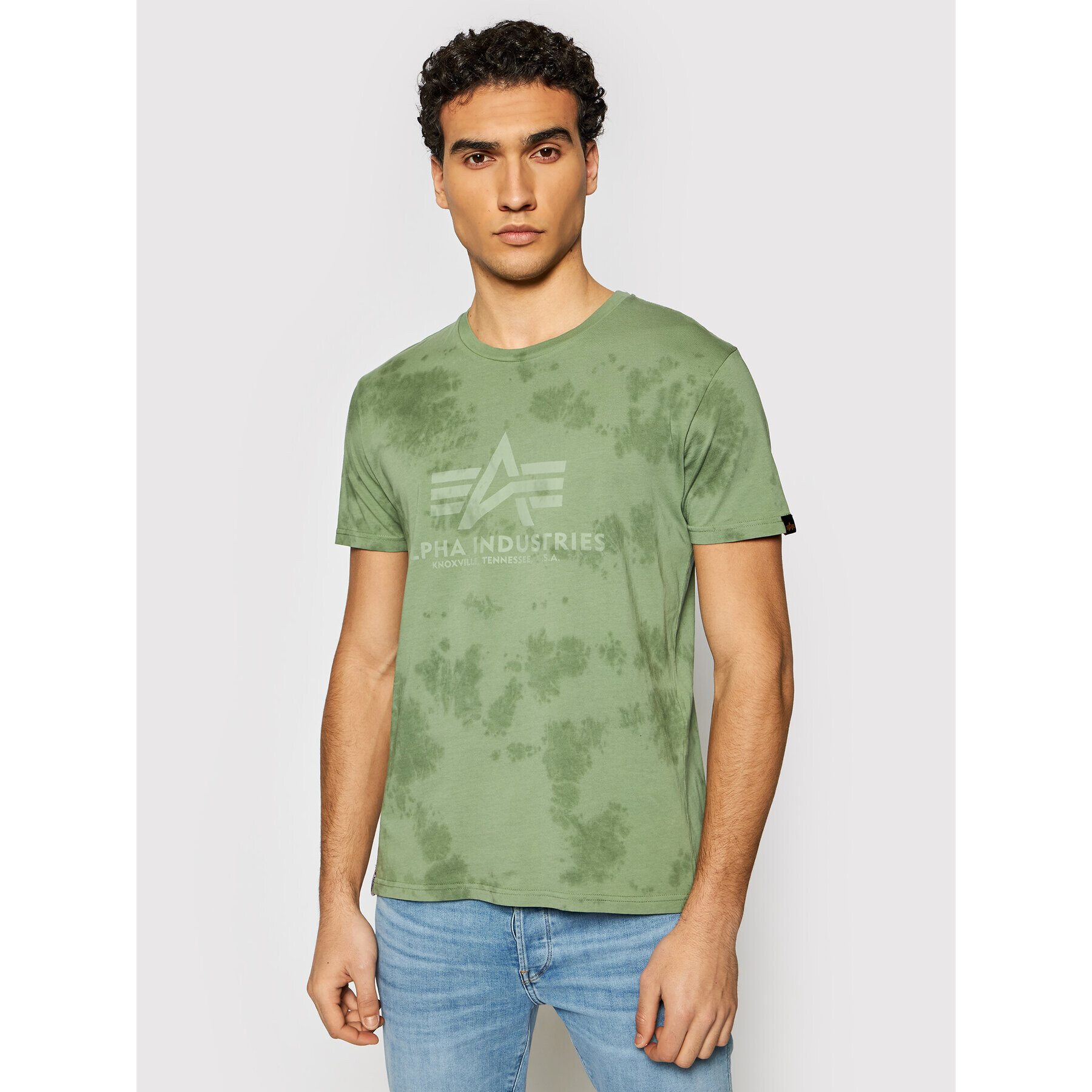 Alpha Industries Tricou Basic T Batik 116517 Verde Regular Fit - Pled.ro