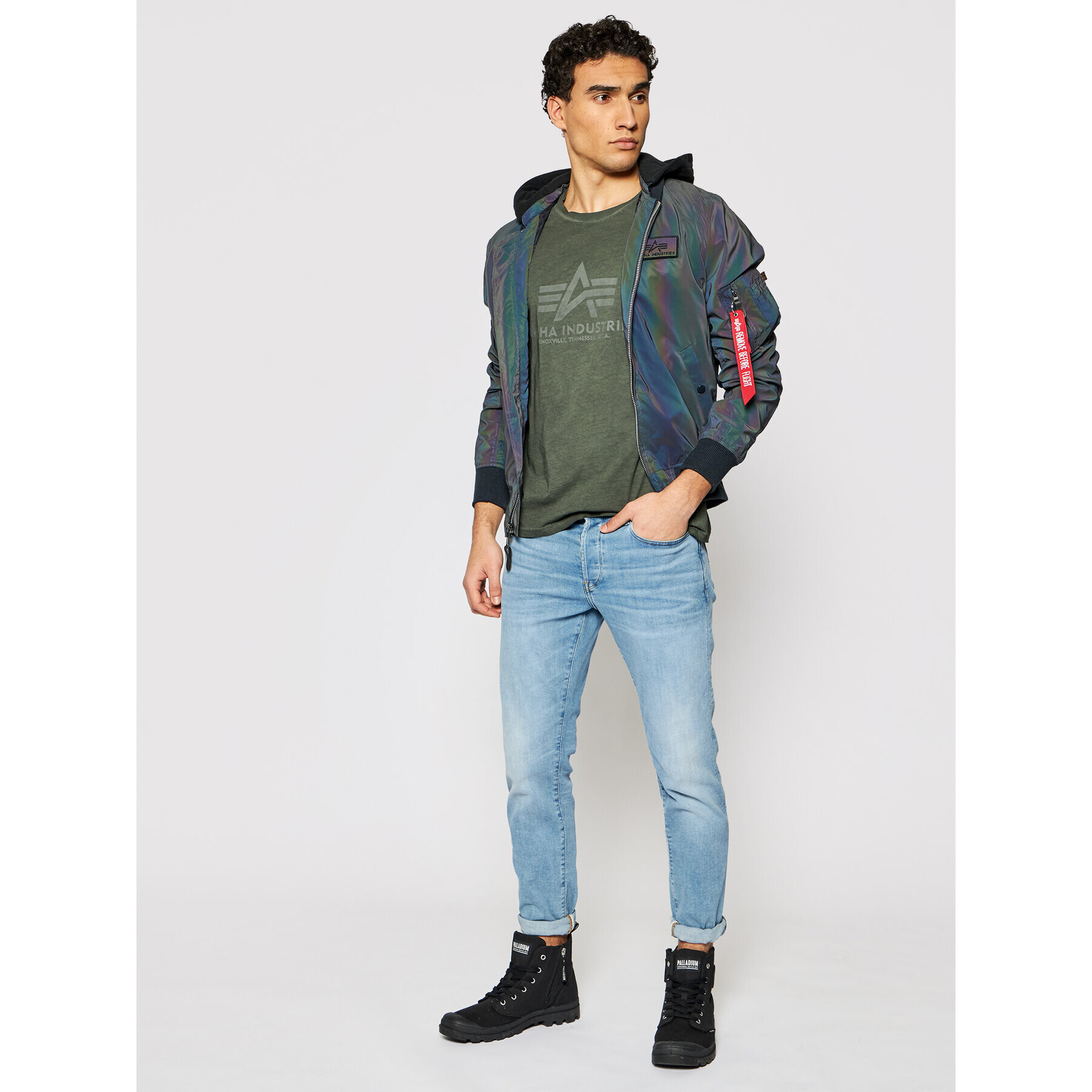 Alpha Industries Tricou Basic T Oildye 116515 Verde Regular Fit - Pled.ro