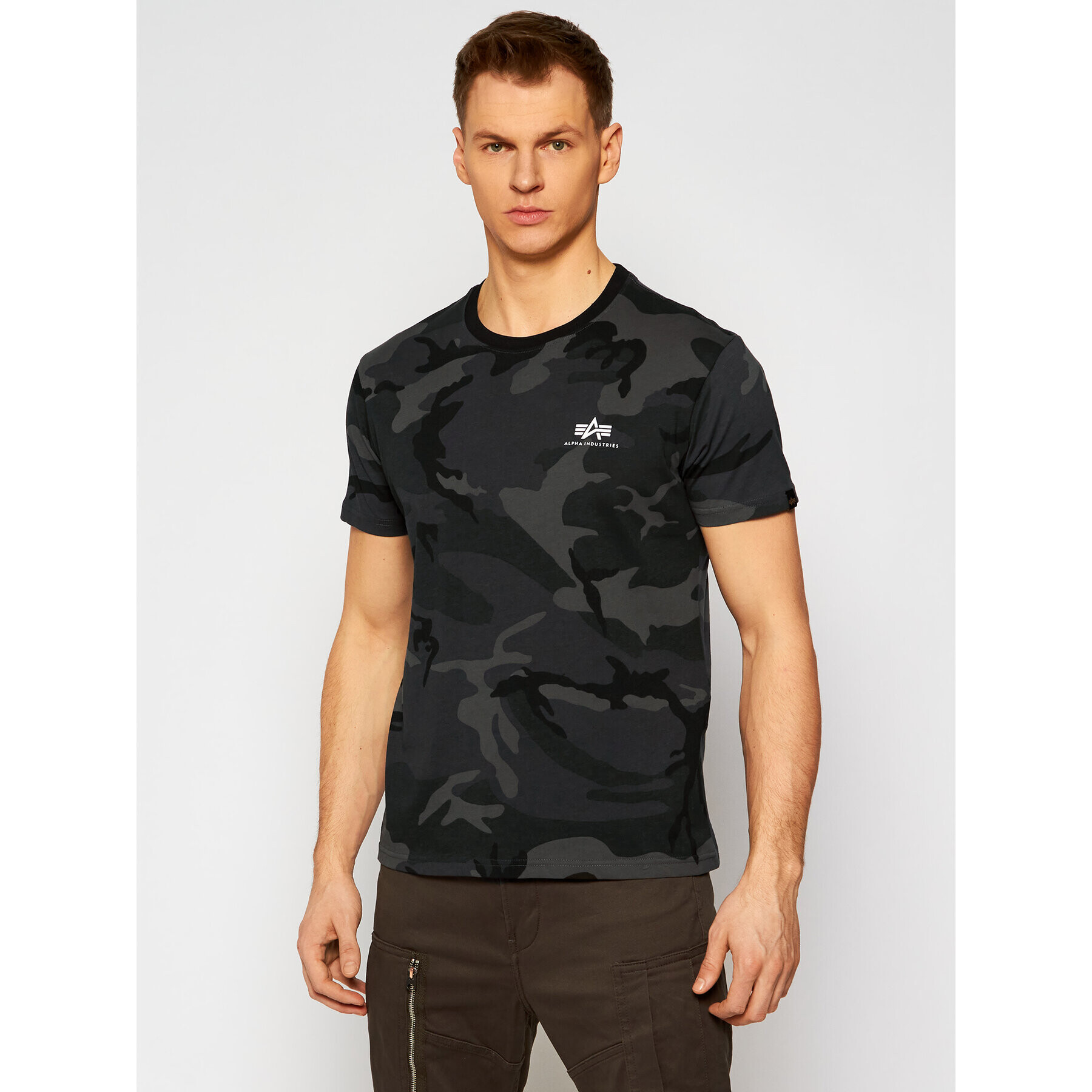 Alpha Industries Tricou Basic T Small Logo Camo 188505C Gri Regular Fit - Pled.ro