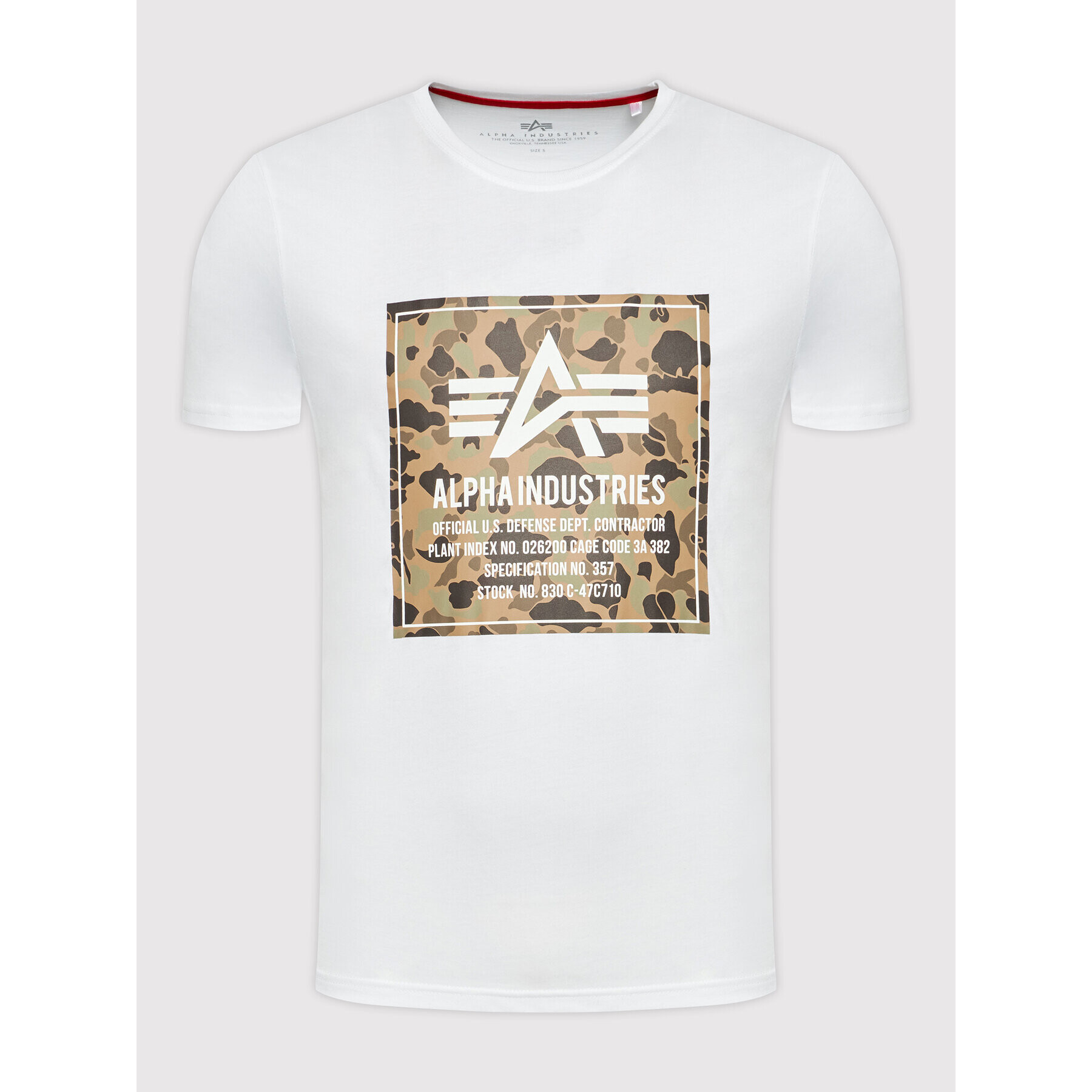 Alpha Industries Tricou Camo 198504 Alb Regular Fit - Pled.ro