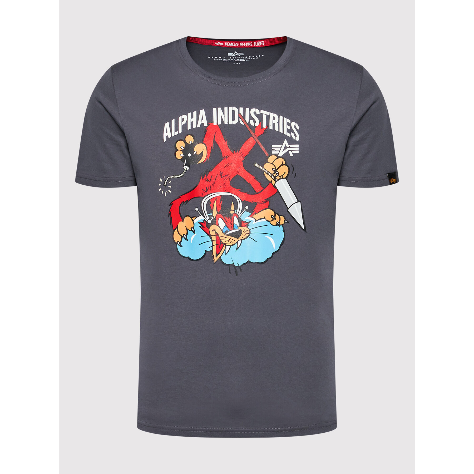 Alpha Industries Tricou Fighter Squadron 108502 Gri Regular Fit - Pled.ro