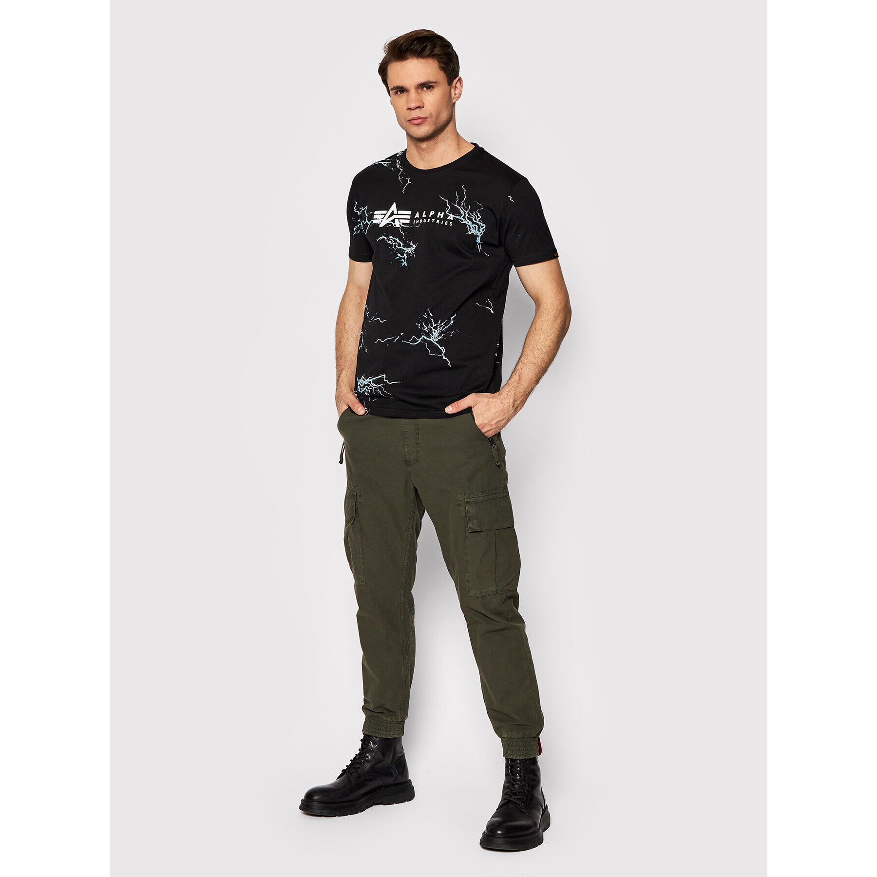 Alpha Industries Tricou Lightning Aop 106500 Negru Regular Fit - Pled.ro