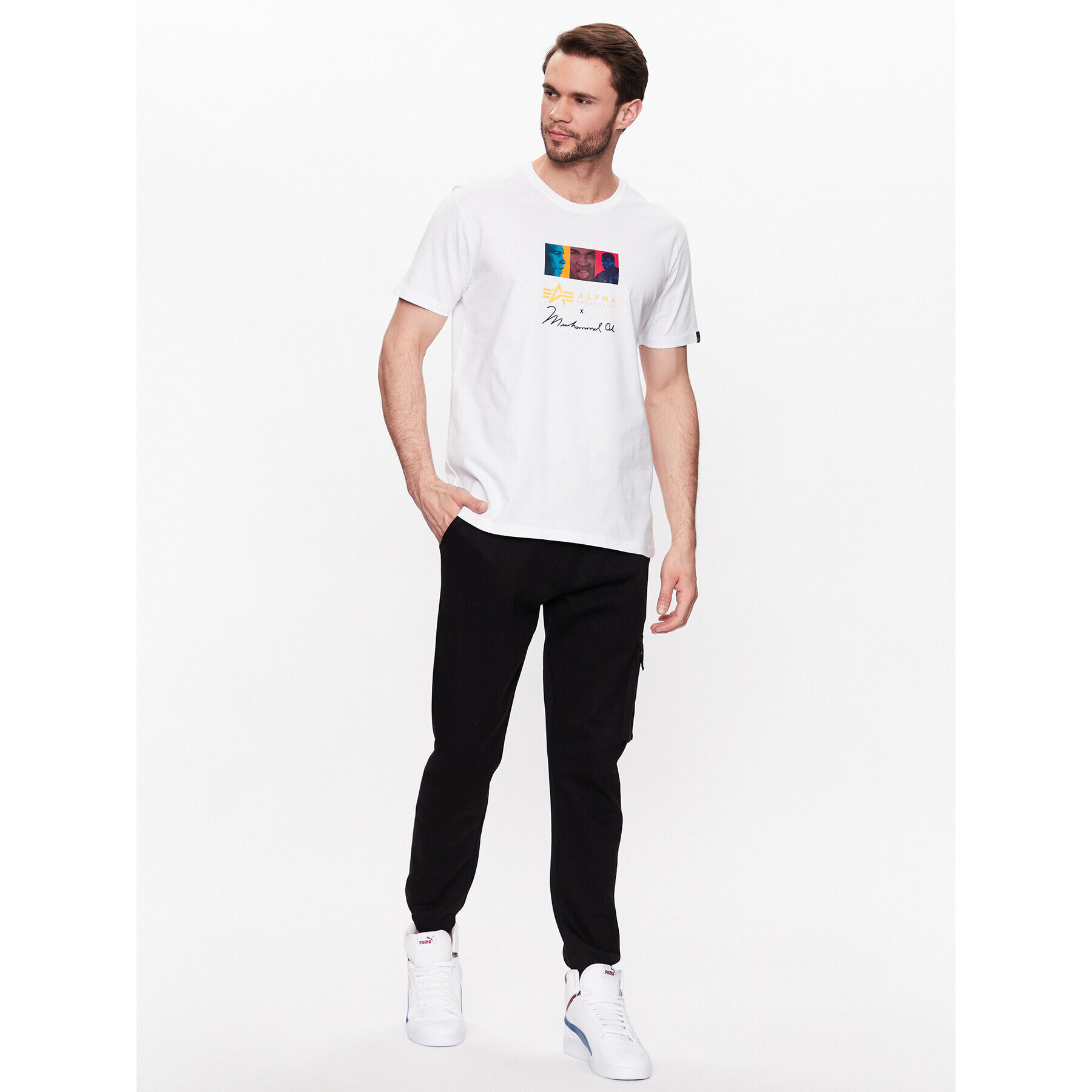 Alpha Industries Tricou Muhammad Ali Pop Art 136518 Alb Regular Fit - Pled.ro