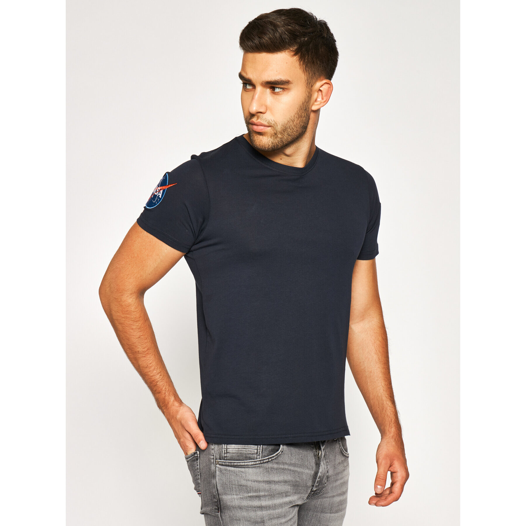 Alpha Industries Tricou NASA 176506 Bleumarin Regular Fit - Pled.ro