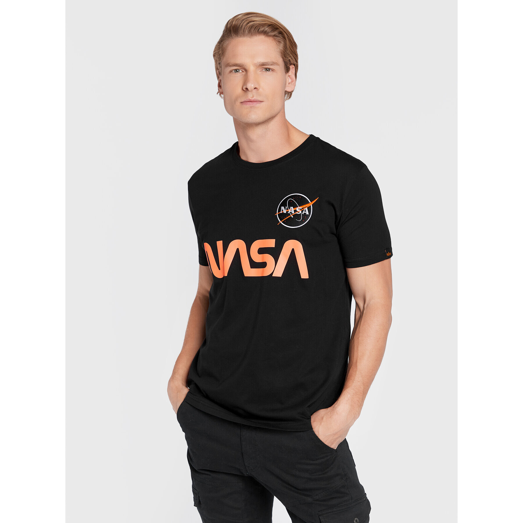 Alpha Industries Tricou Nasa Reflective 178501 Negru Regular Fit - Pled.ro