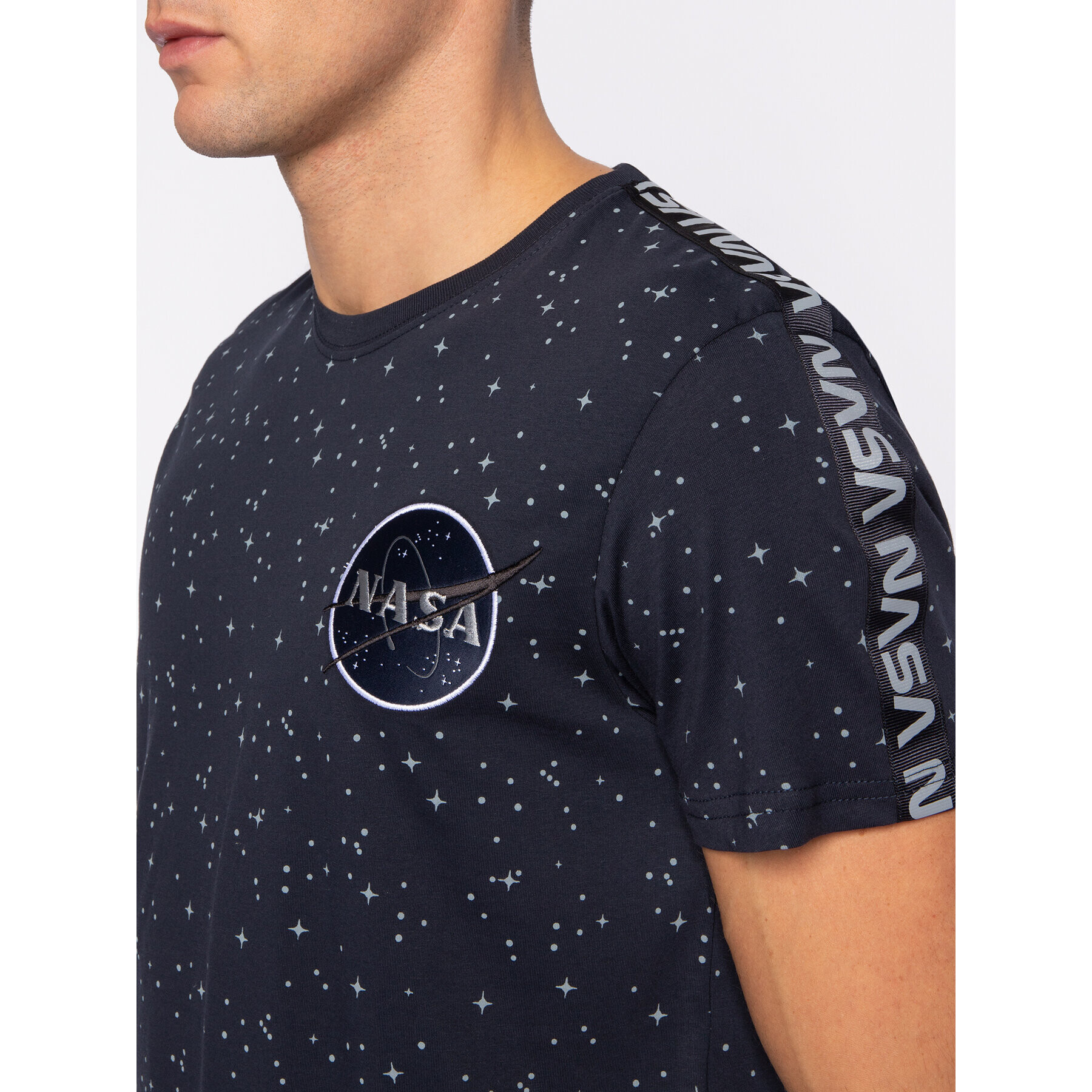 Alpha Industries Tricou Nasa Tape T 196506 Bleumarin Regular Fit - Pled.ro