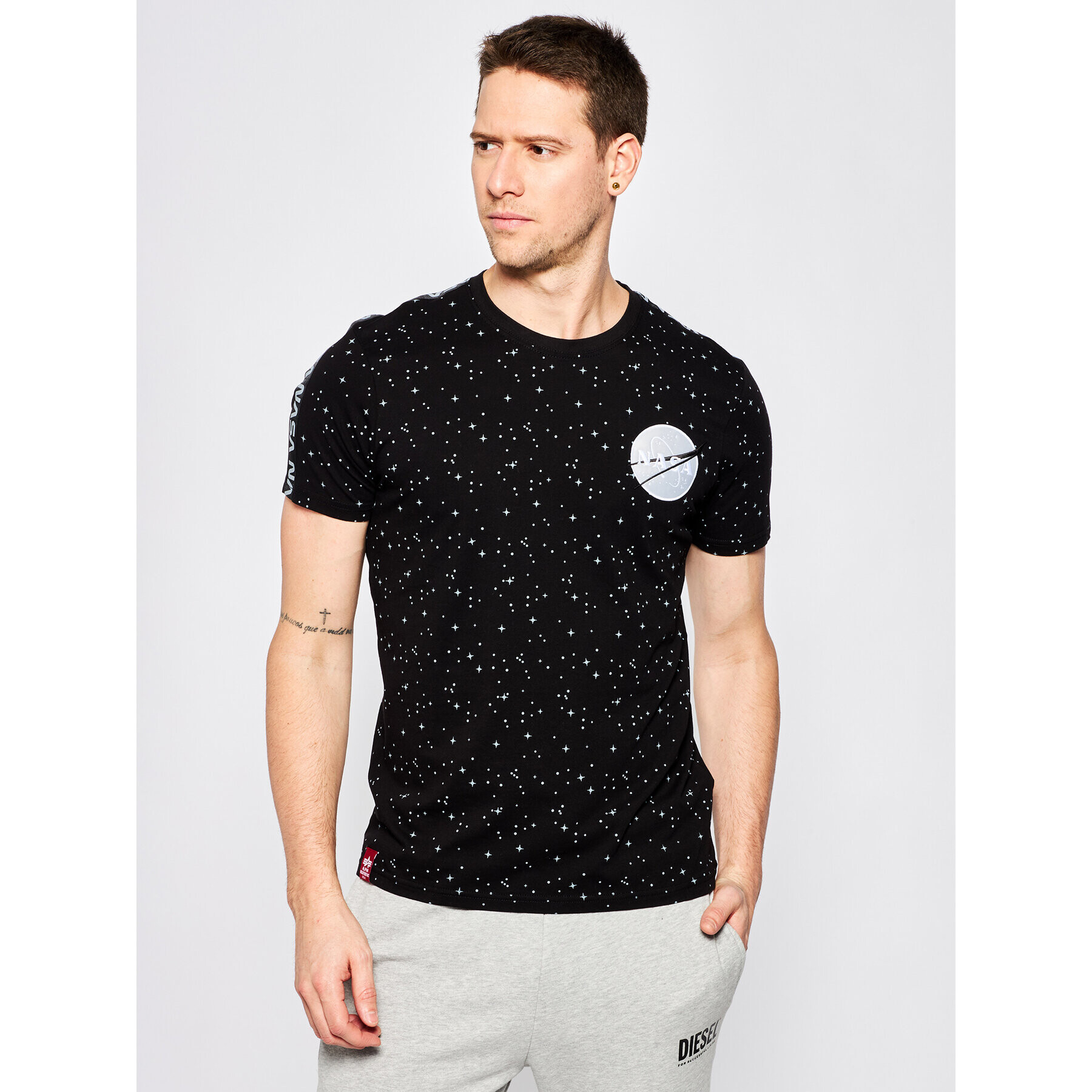 Alpha Industries Tricou Nasa Tape T 196506 Negru Regular Fit - Pled.ro