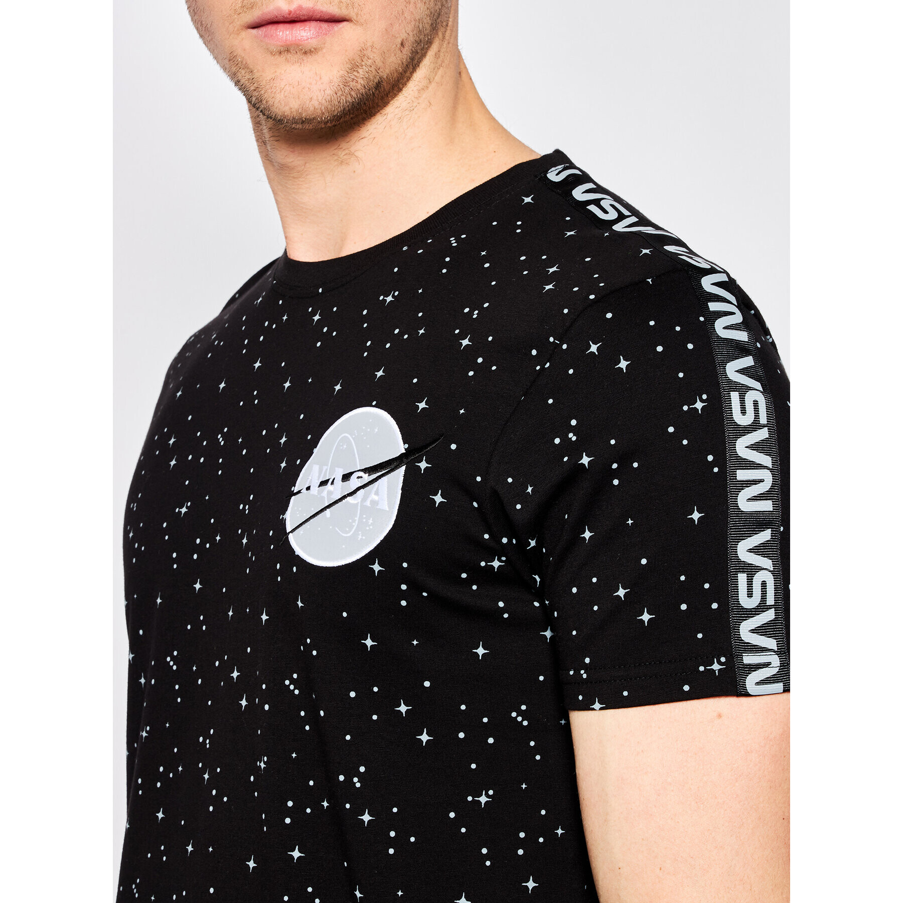 Alpha Industries Tricou Nasa Tape T 196506 Negru Regular Fit - Pled.ro