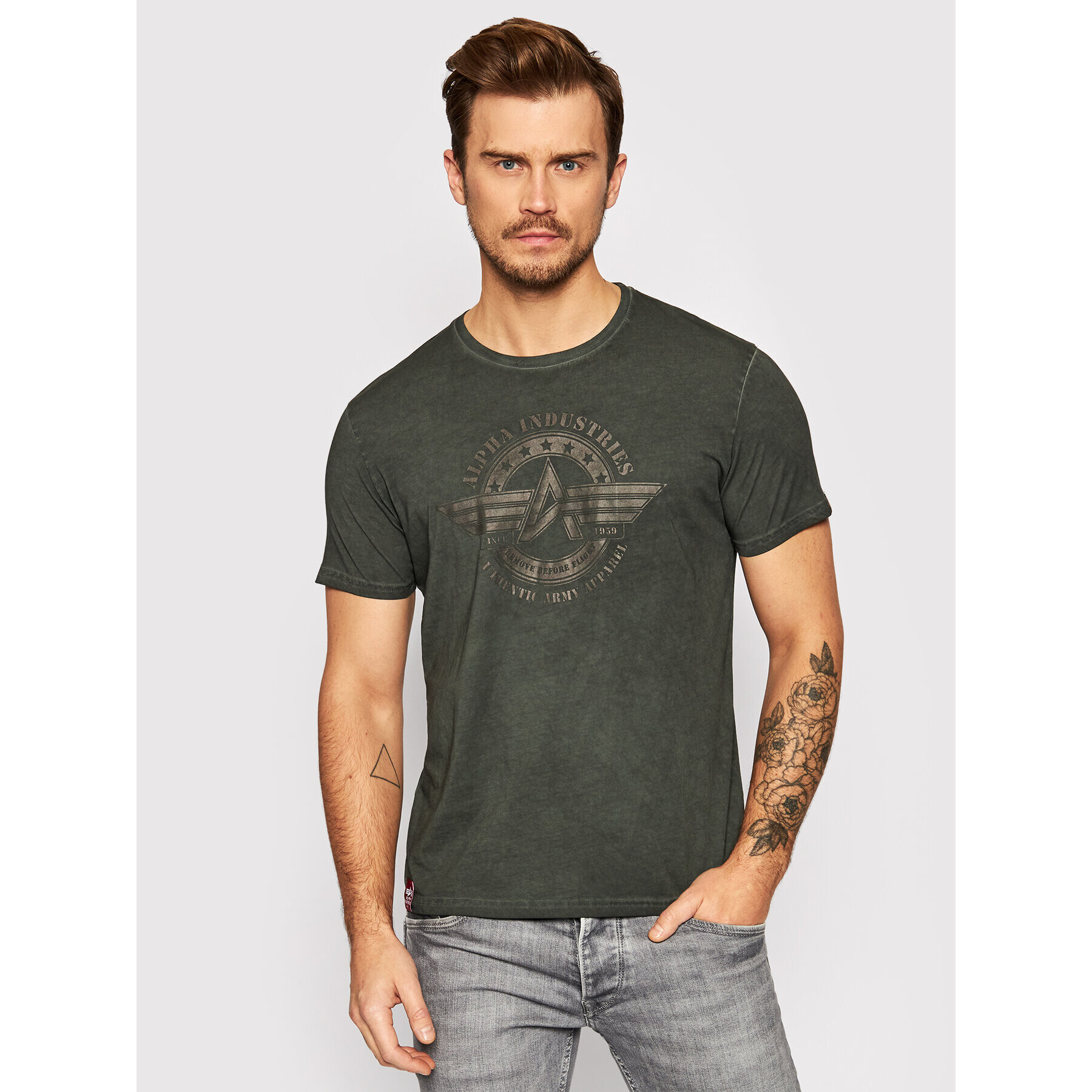 Alpha Industries Tricou Olidye 118513 Verde Regular Fit - Pled.ro