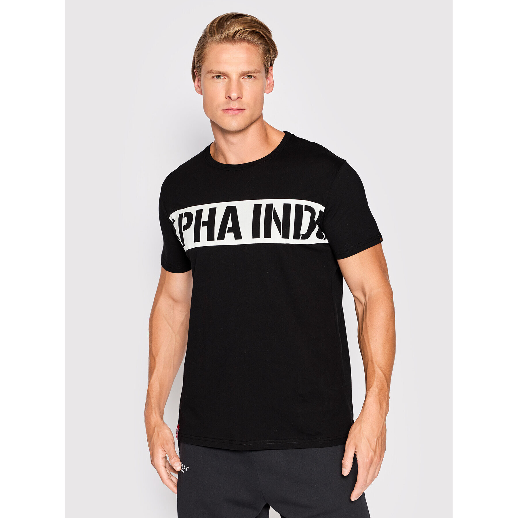 Alpha Industries Tricou Printed Stripe 118511 Negru Regular Fit - Pled.ro