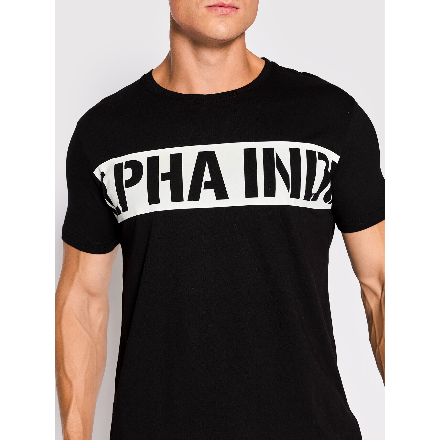 Alpha Industries Tricou Printed Stripe 118511 Negru Regular Fit - Pled.ro