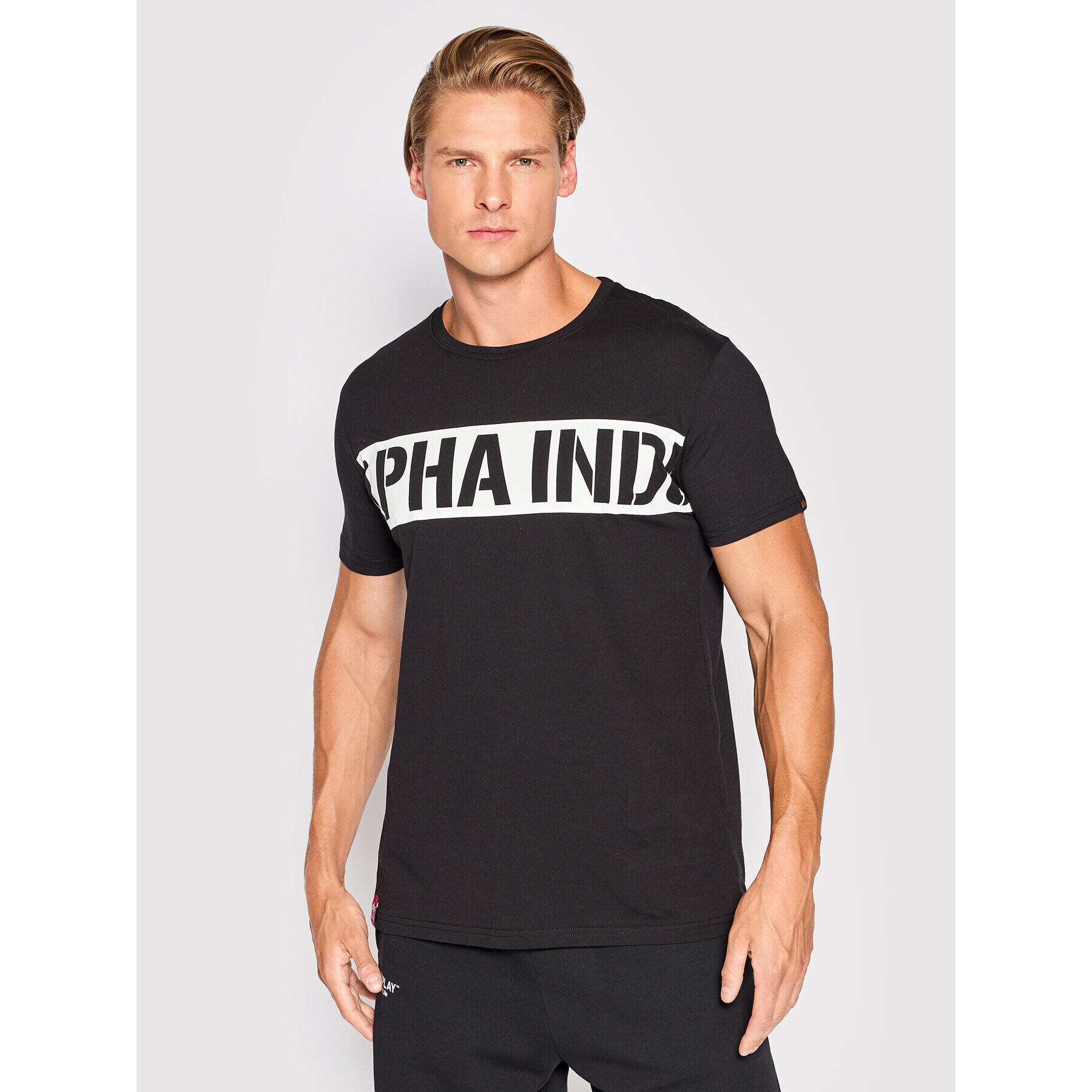 Alpha Industries Tricou Printed Stripe 118511 Negru Regular Fit - Pled.ro