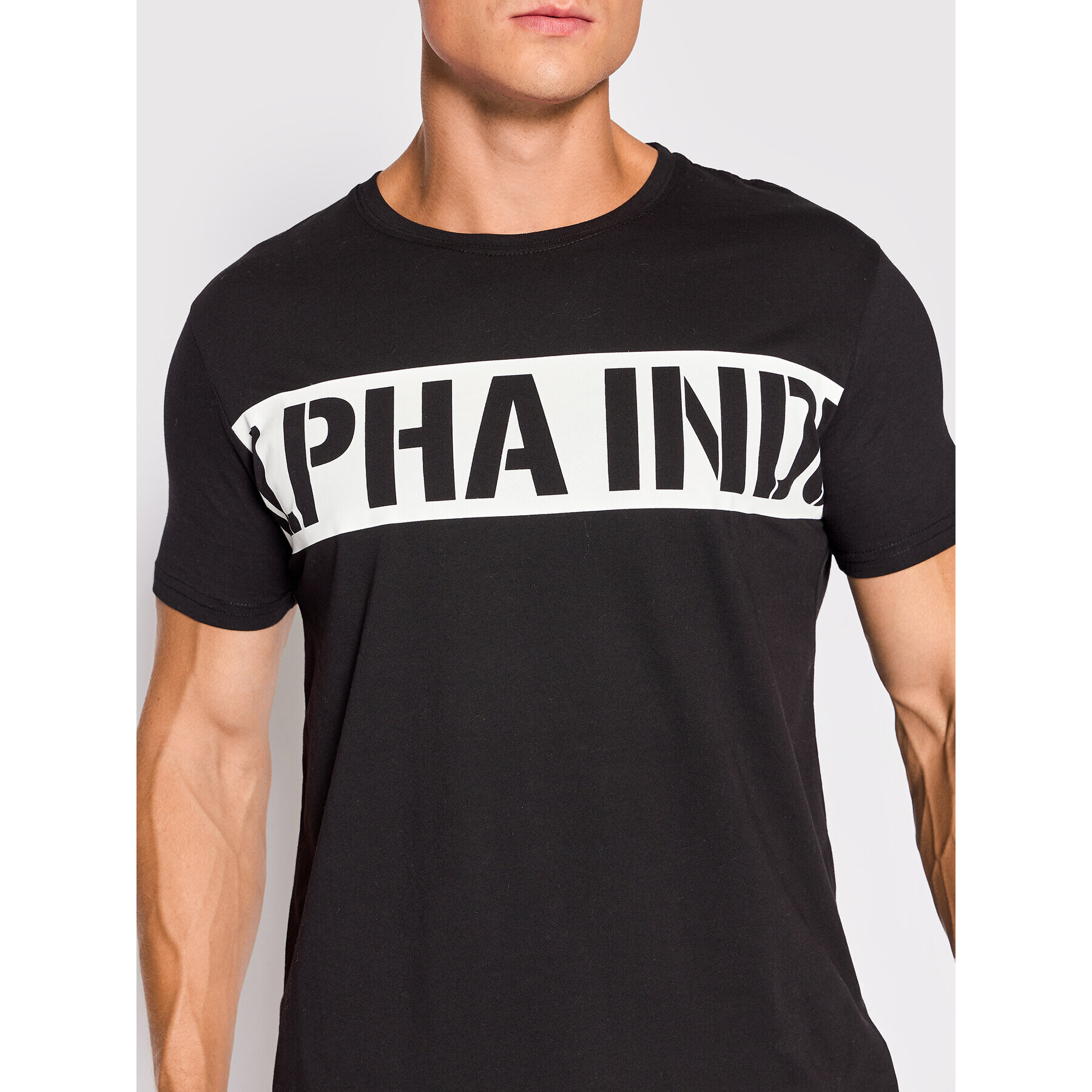 Alpha Industries Tricou Printed Stripe 118511 Negru Regular Fit - Pled.ro