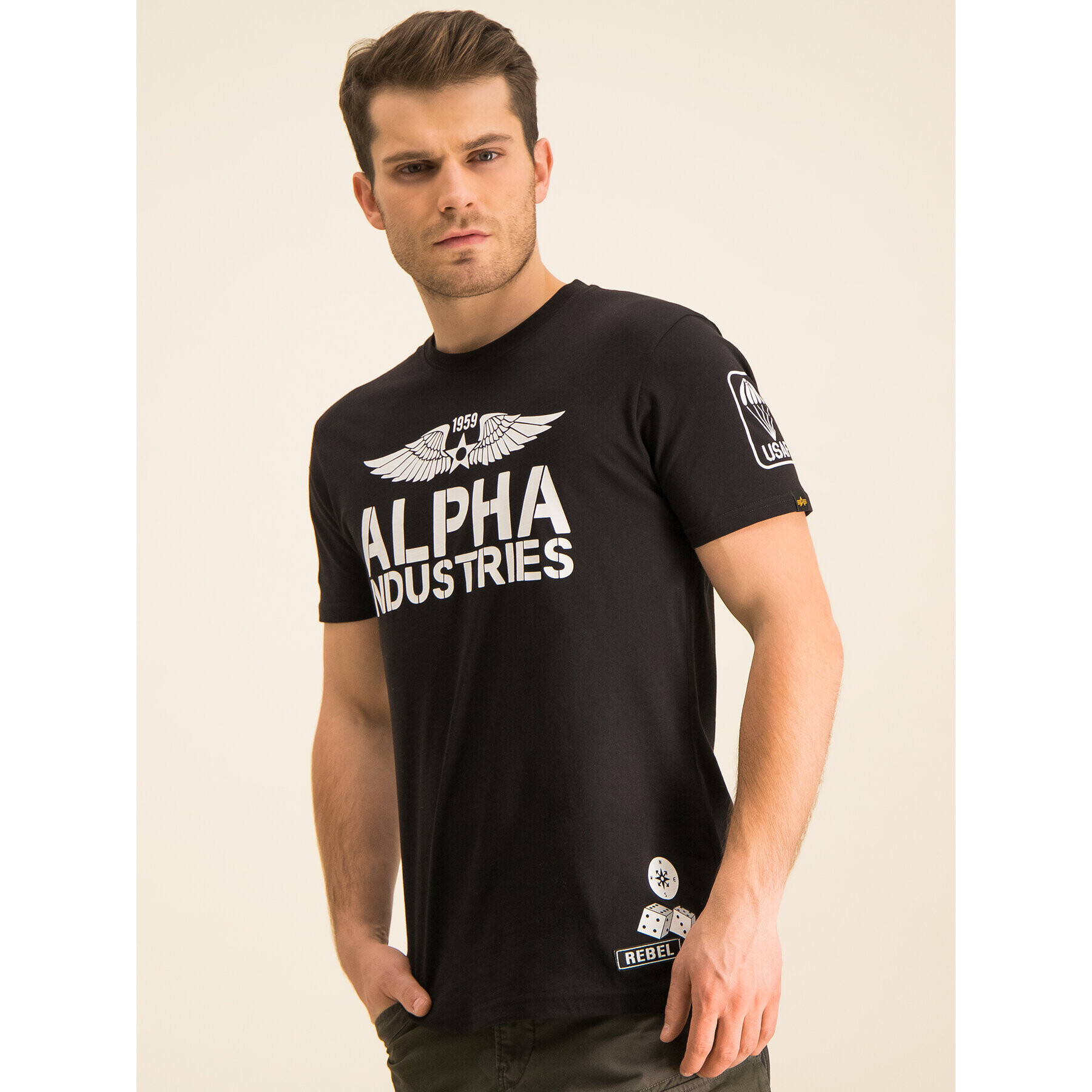 Alpha Industries Tricou Rebel T 196518 Negru Regular Fit - Pled.ro