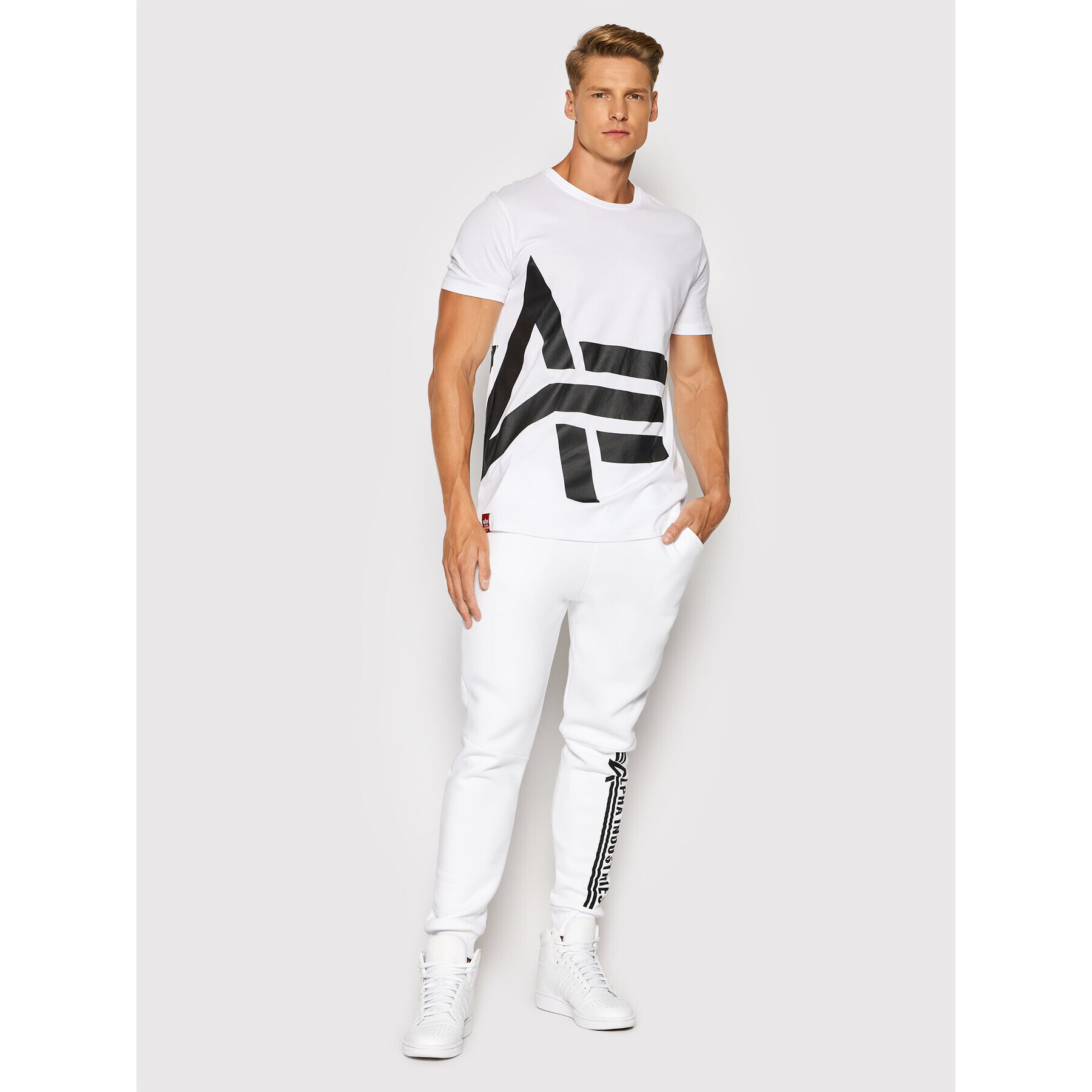 Alpha Industries Tricou Side Logo 118508 Alb Regular Fit - Pled.ro