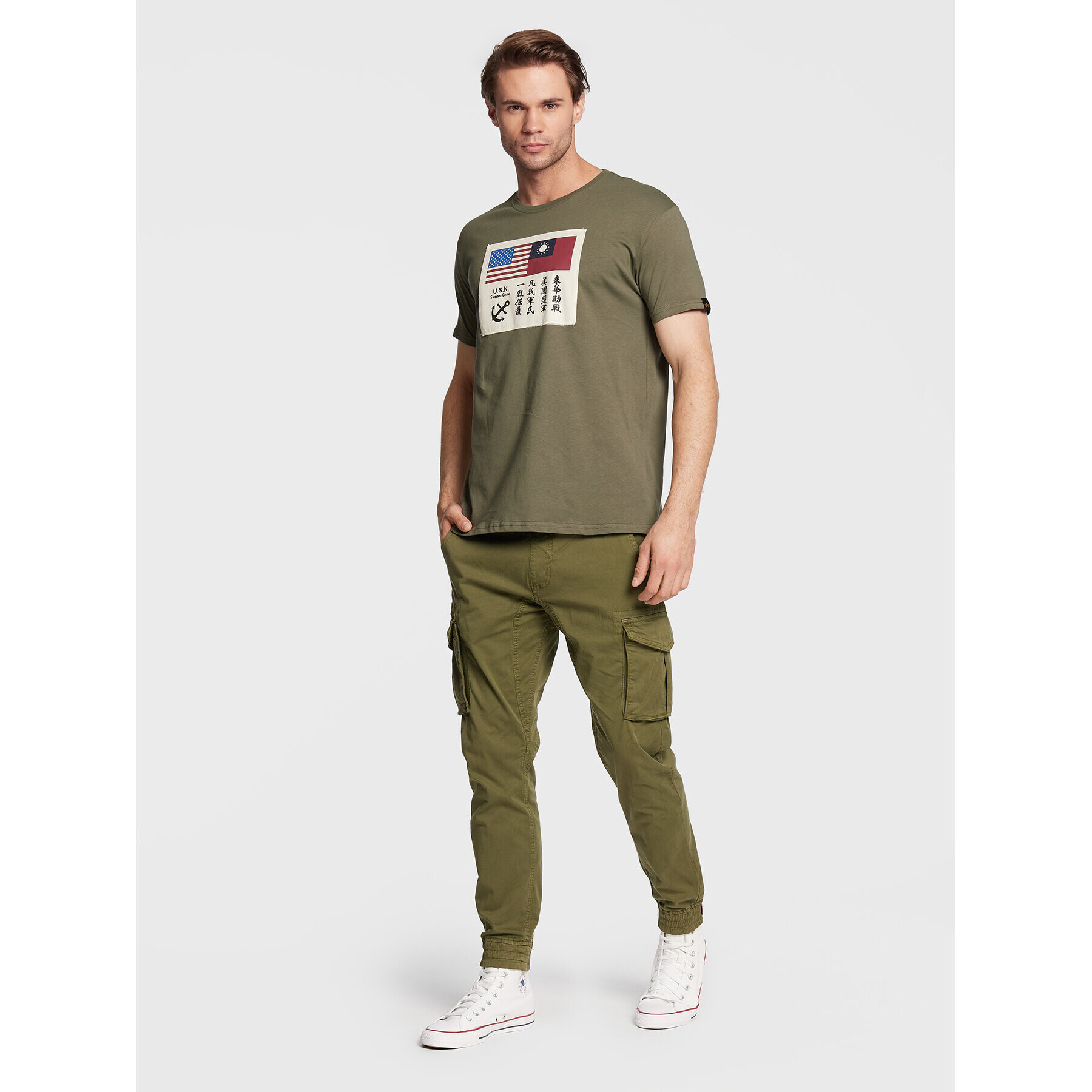 Alpha Industries Tricou Usn Blood 108507 Verde Regular Fit - Pled.ro