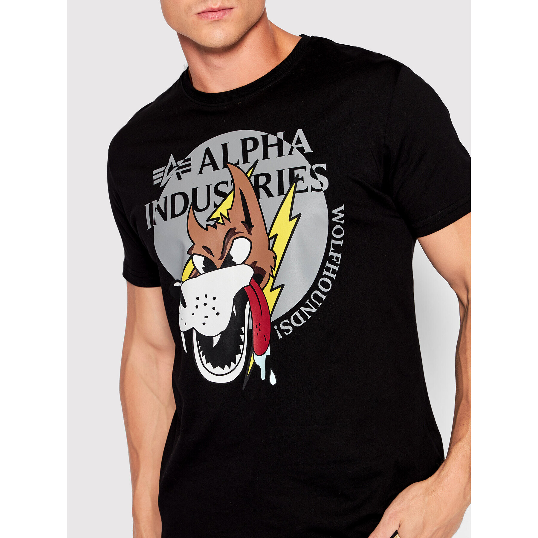 Alpha Industries Tricou Wolfhounds 108503 Negru Regular Fit - Pled.ro