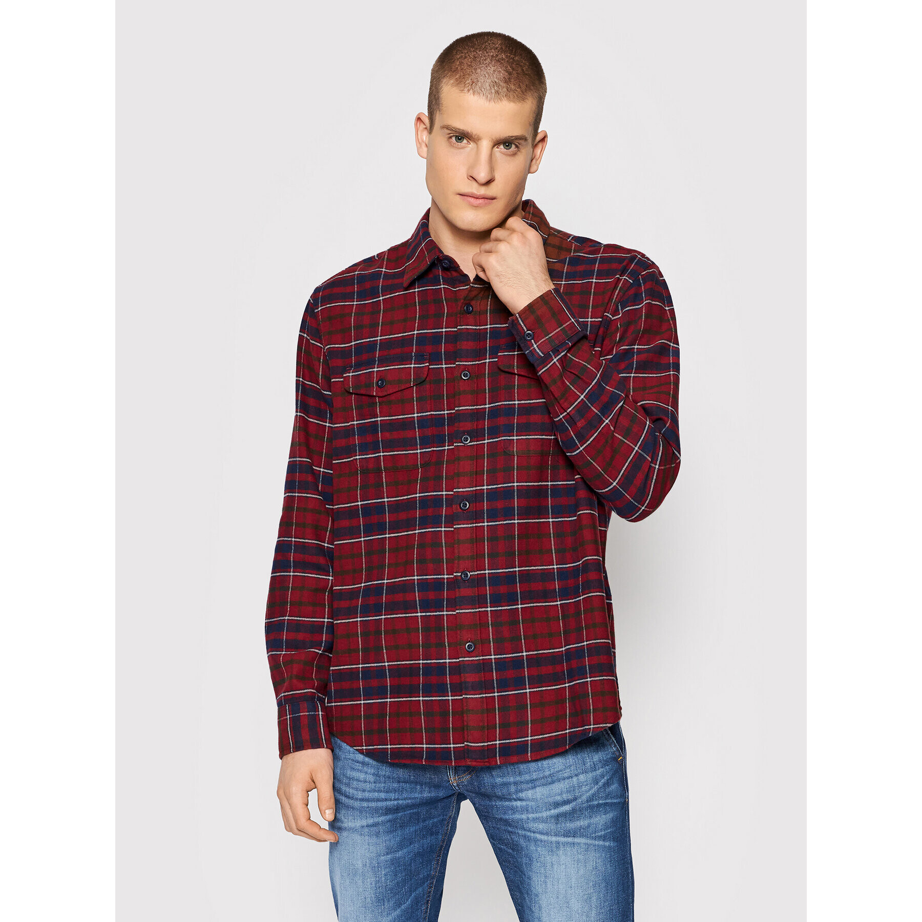 American Eagle Cămașă 015-2151-5344 Roșu Regular Fit - Pled.ro