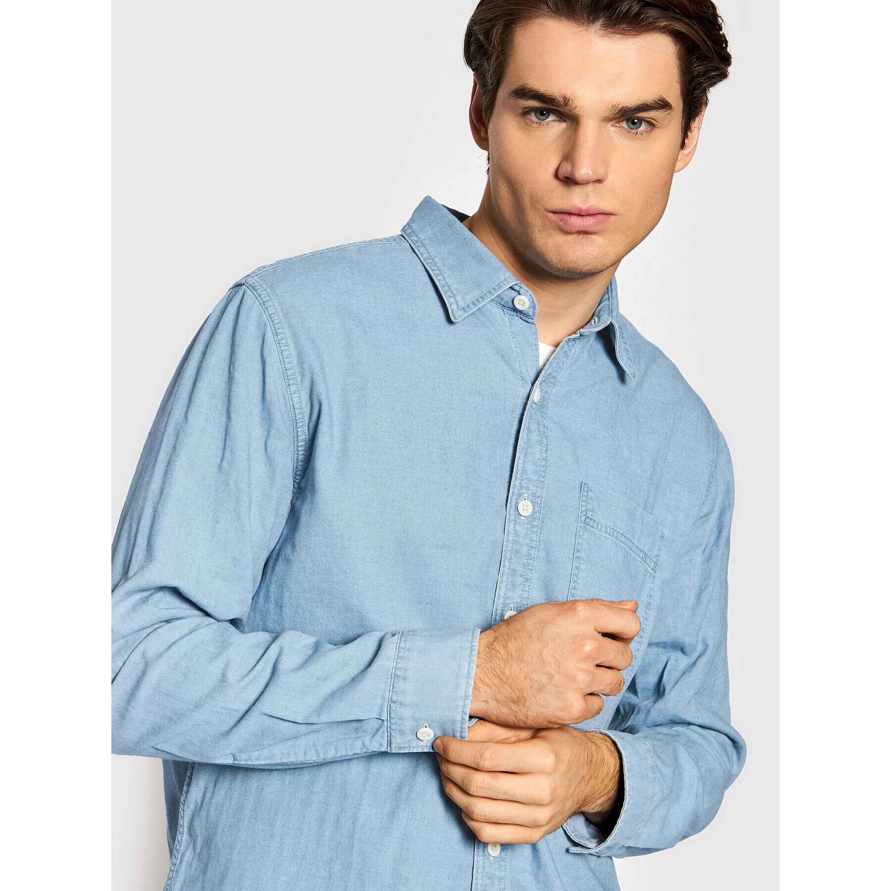 American Eagle cămașă de blugi 015-2151-5401 Albastru Regular Fit - Pled.ro