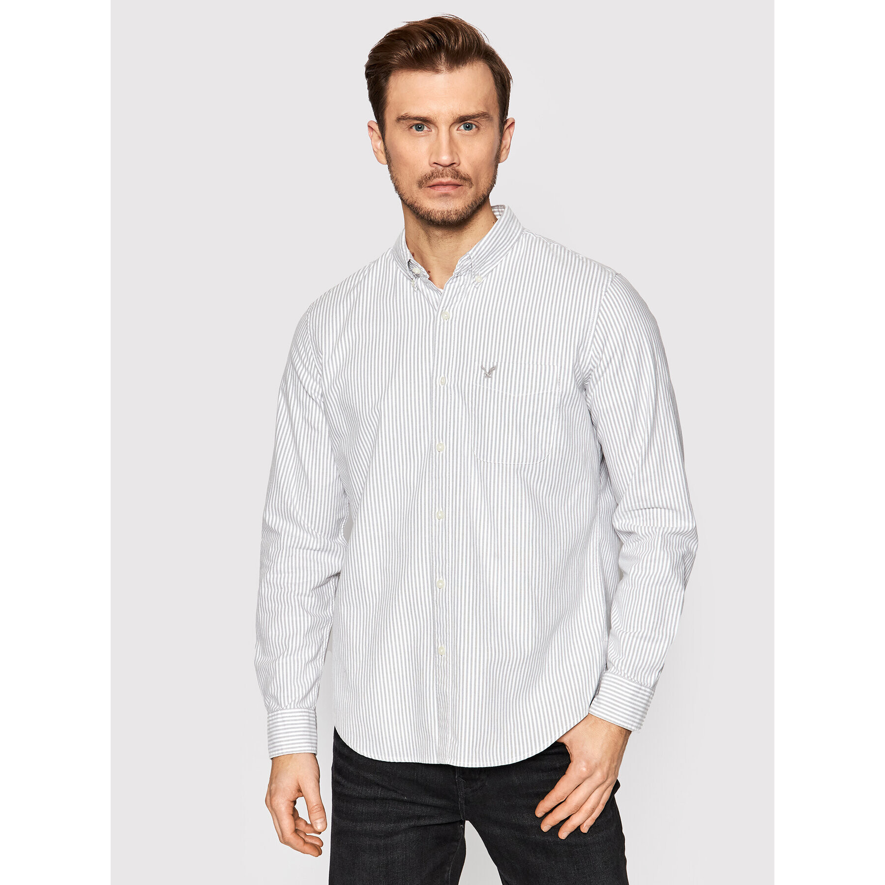 American Eagle Cămașă 015-0153-1497 Gri Slim Fit - Pled.ro