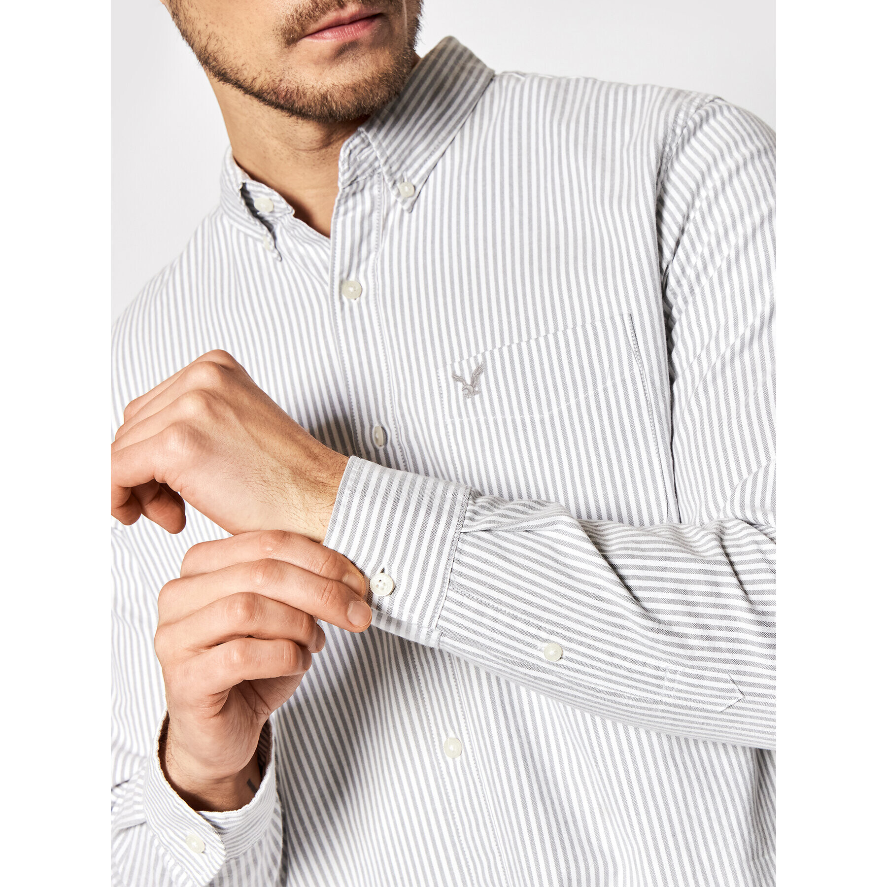 American Eagle Cămașă 015-0153-1497 Gri Slim Fit - Pled.ro