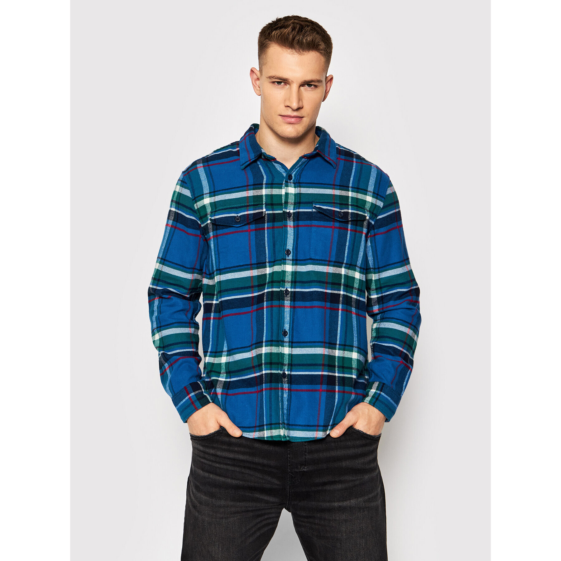 American Eagle Cămașă 015-2151-5615 Albastru Regular Fit - Pled.ro