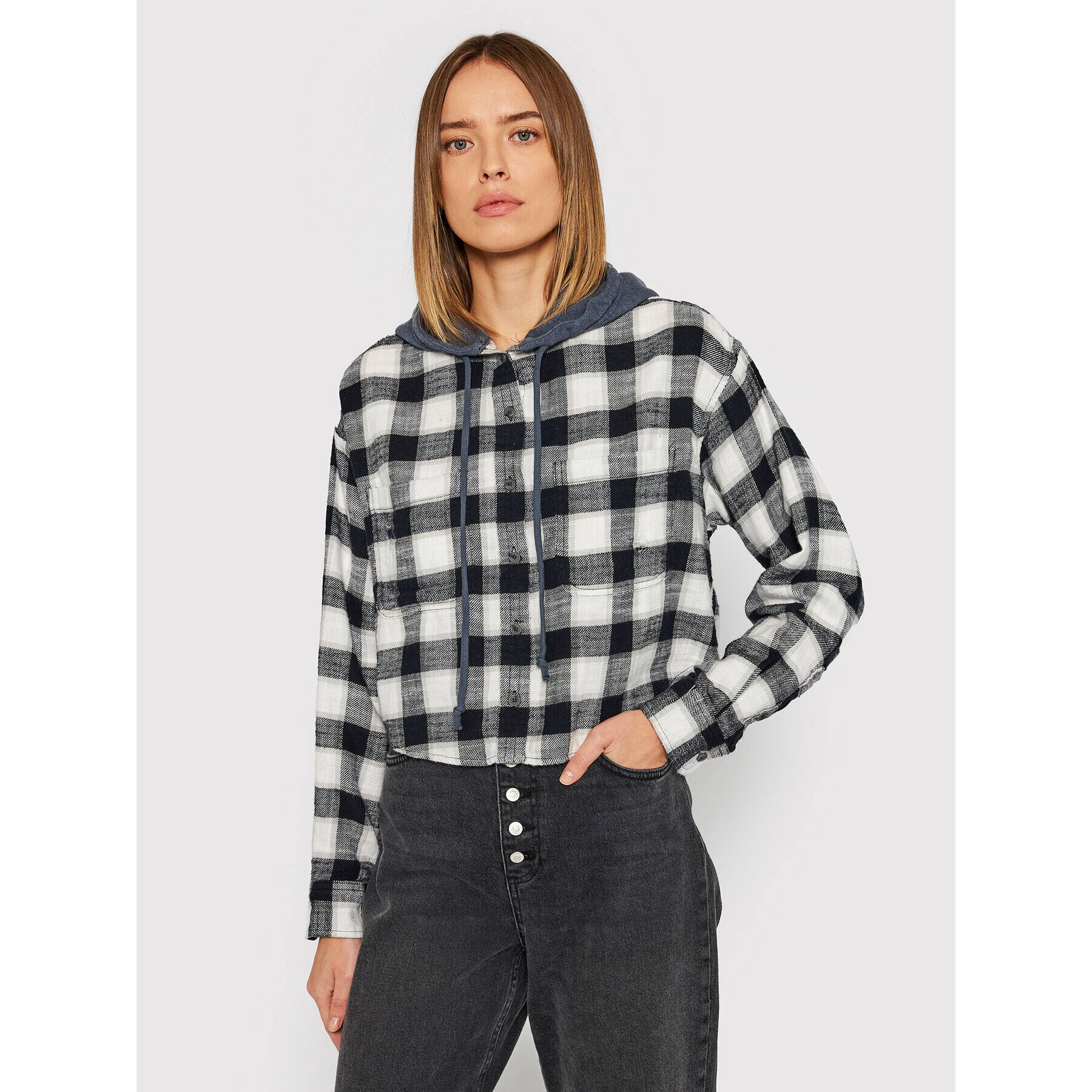 American Eagle Cămașă 035-1354-3804 Gri Relaxed Fit - Pled.ro