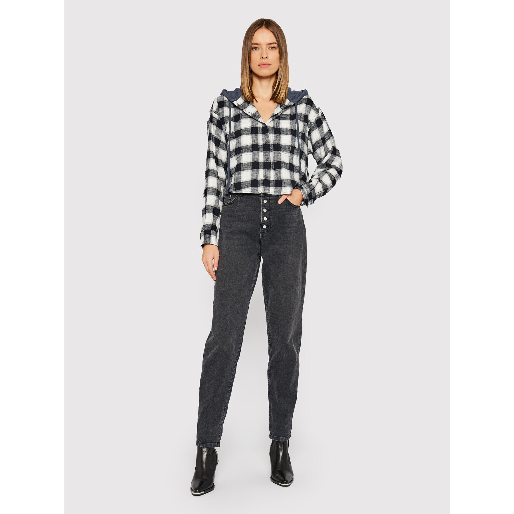 American Eagle Cămașă 035-1354-3804 Gri Relaxed Fit - Pled.ro