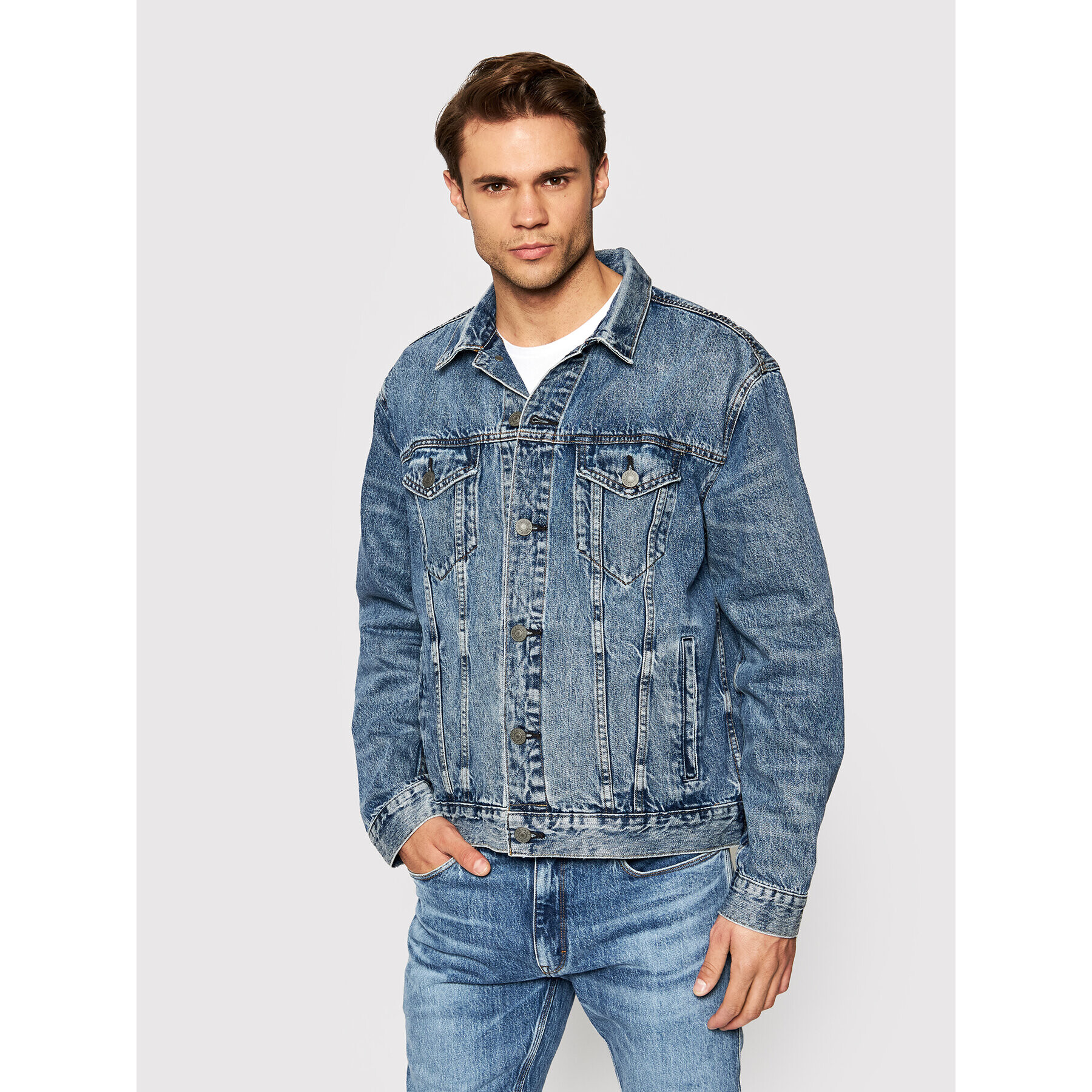 American Eagle Geacă de blugi 010-0106-1433 Albastru Regular Fit - Pled.ro