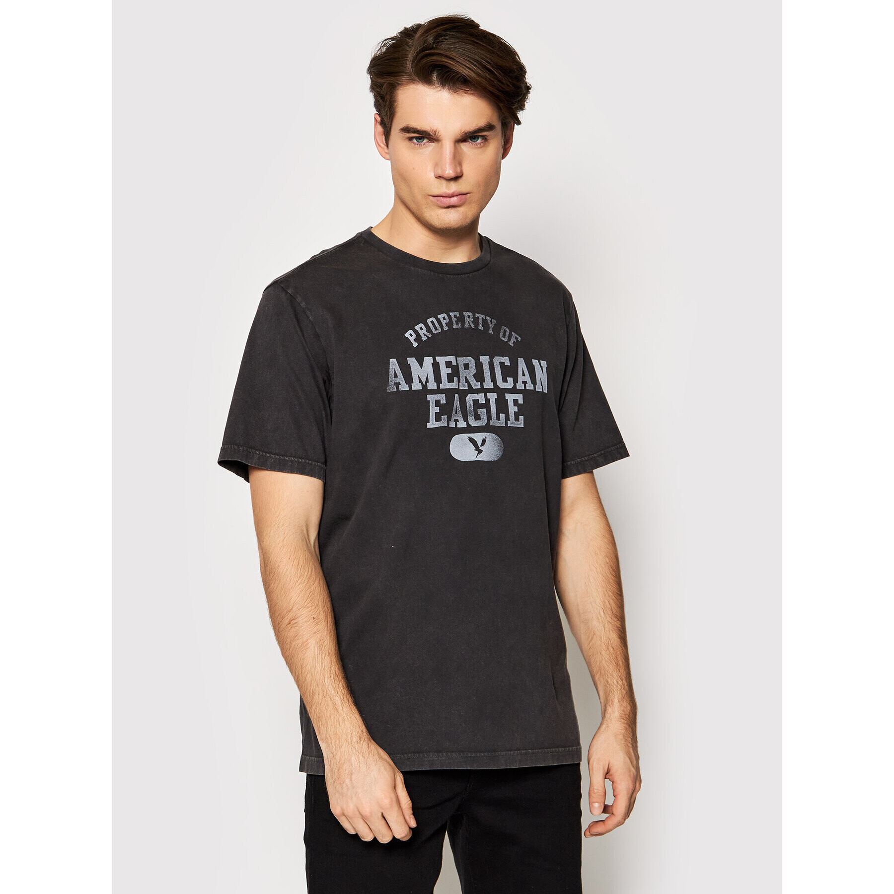 American Eagle Tricou 016-0181-5470 Gri Regular Fit - Pled.ro