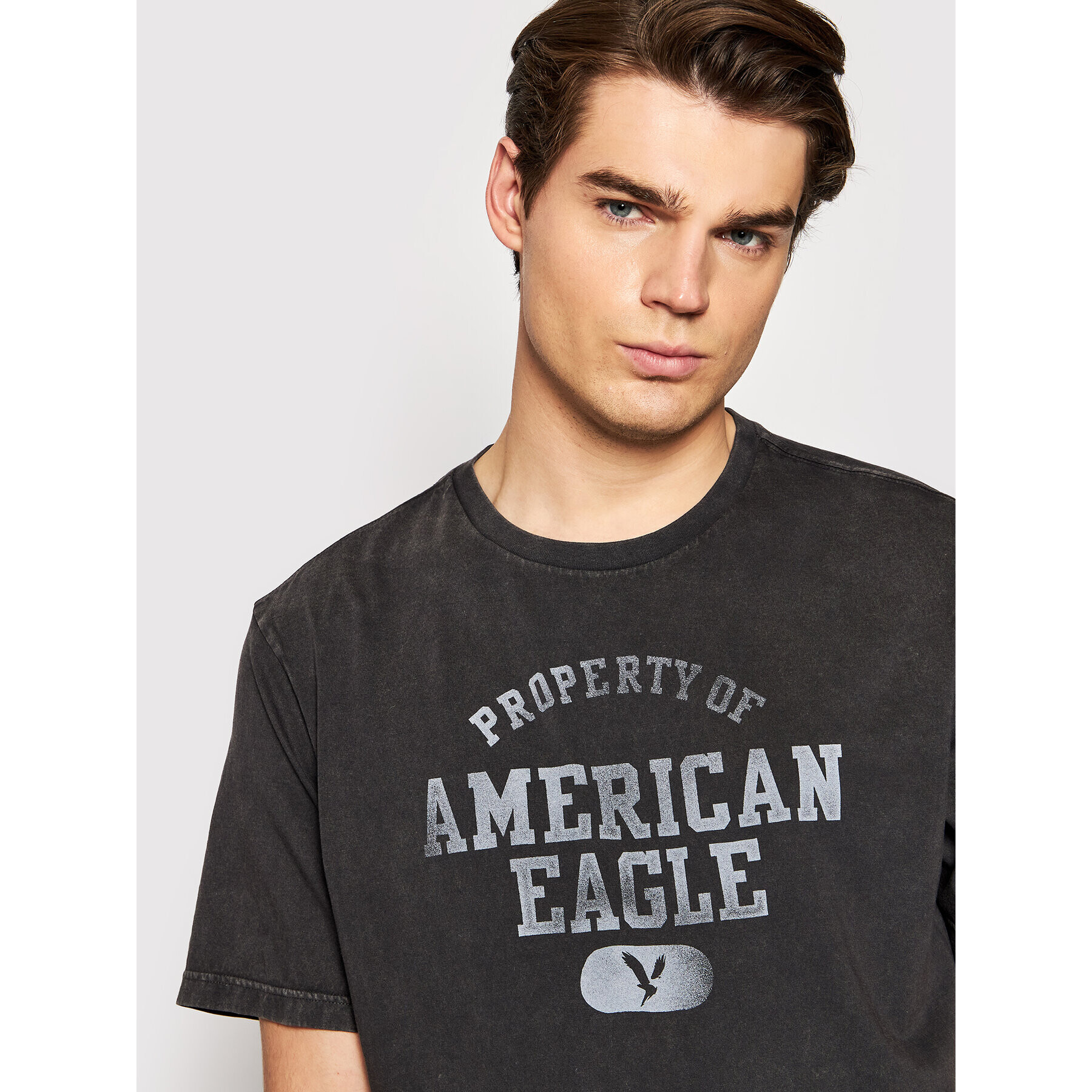 American Eagle Tricou 016-0181-5470 Gri Regular Fit - Pled.ro