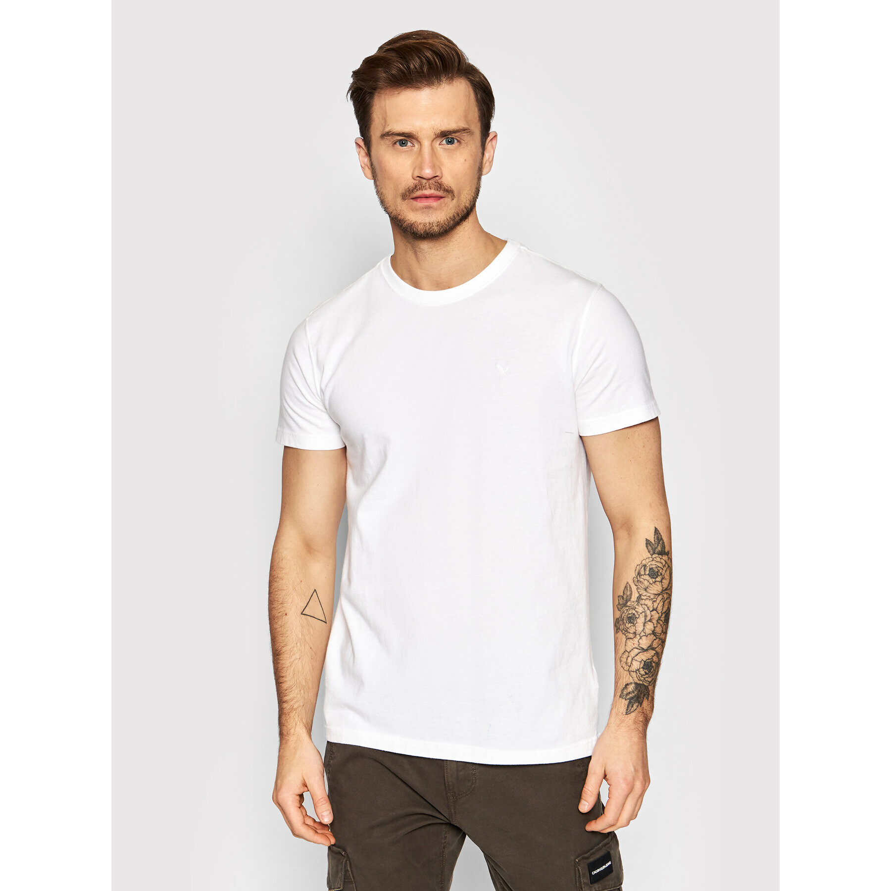 American Eagle Tricou 017-1162-1540 Alb Slim Fit - Pled.ro