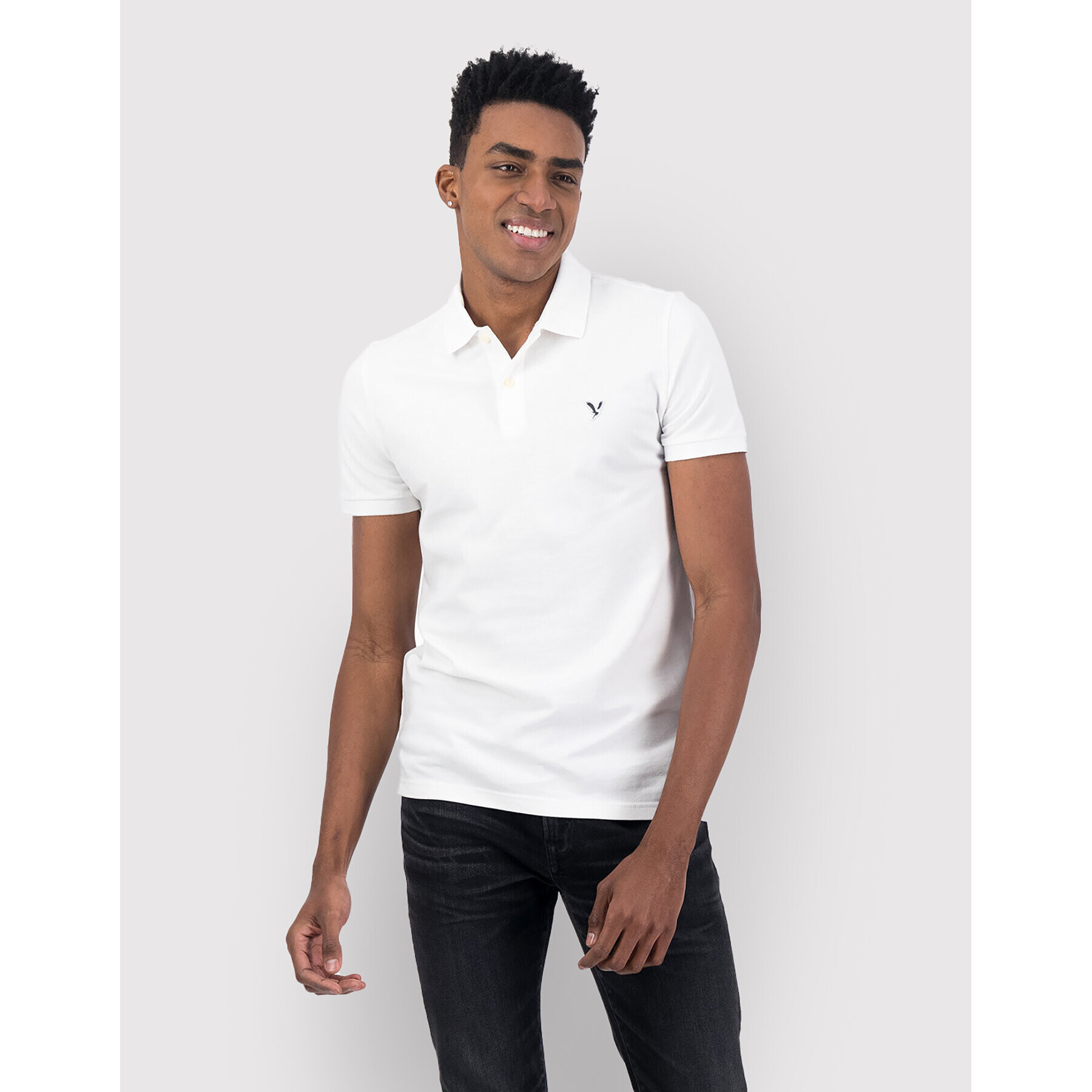 American Eagle Tricou polo 018-1165-9146 Alb Slim Fit - Pled.ro