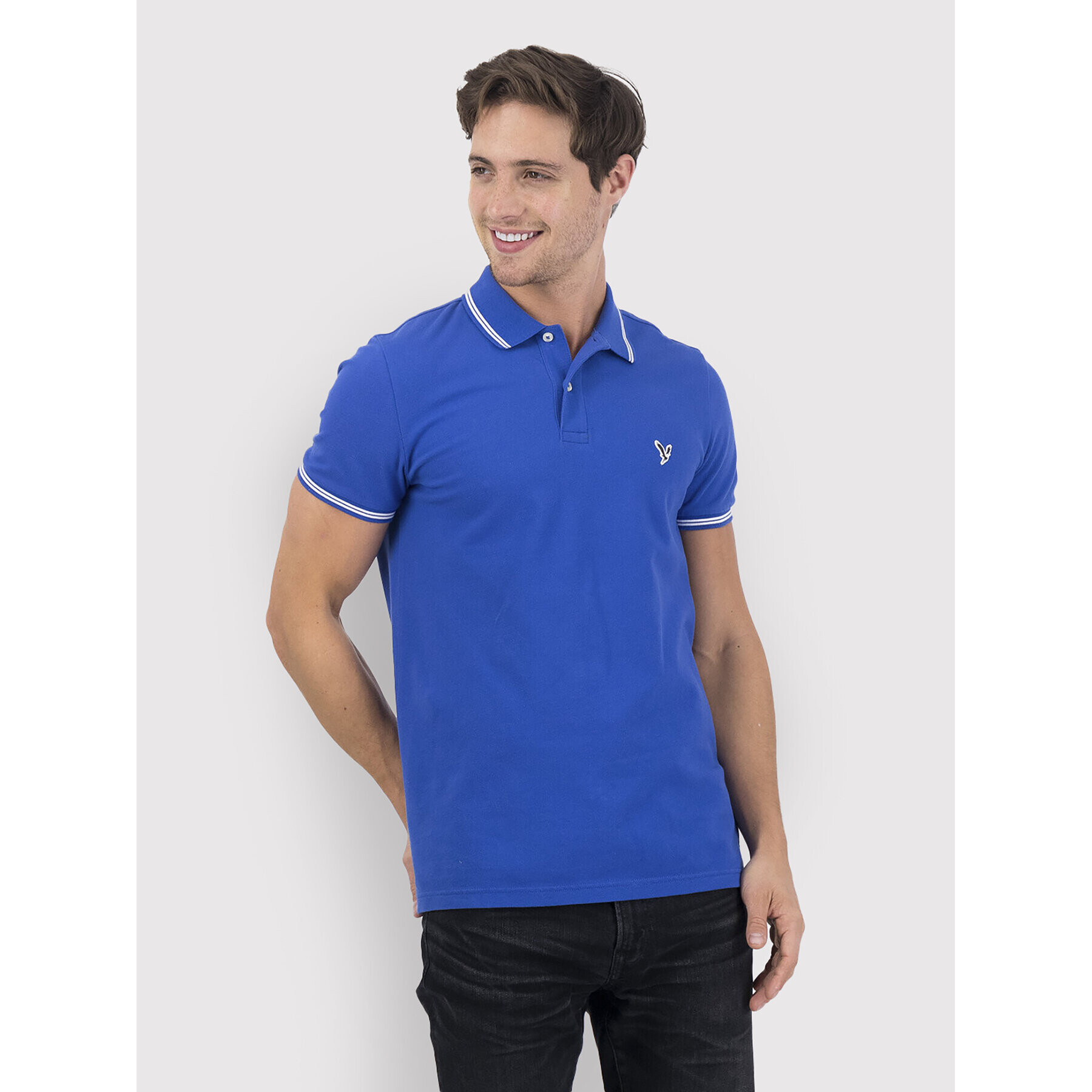 American Eagle Tricou polo 018-1165-9150 Albastru Slim Fit - Pled.ro