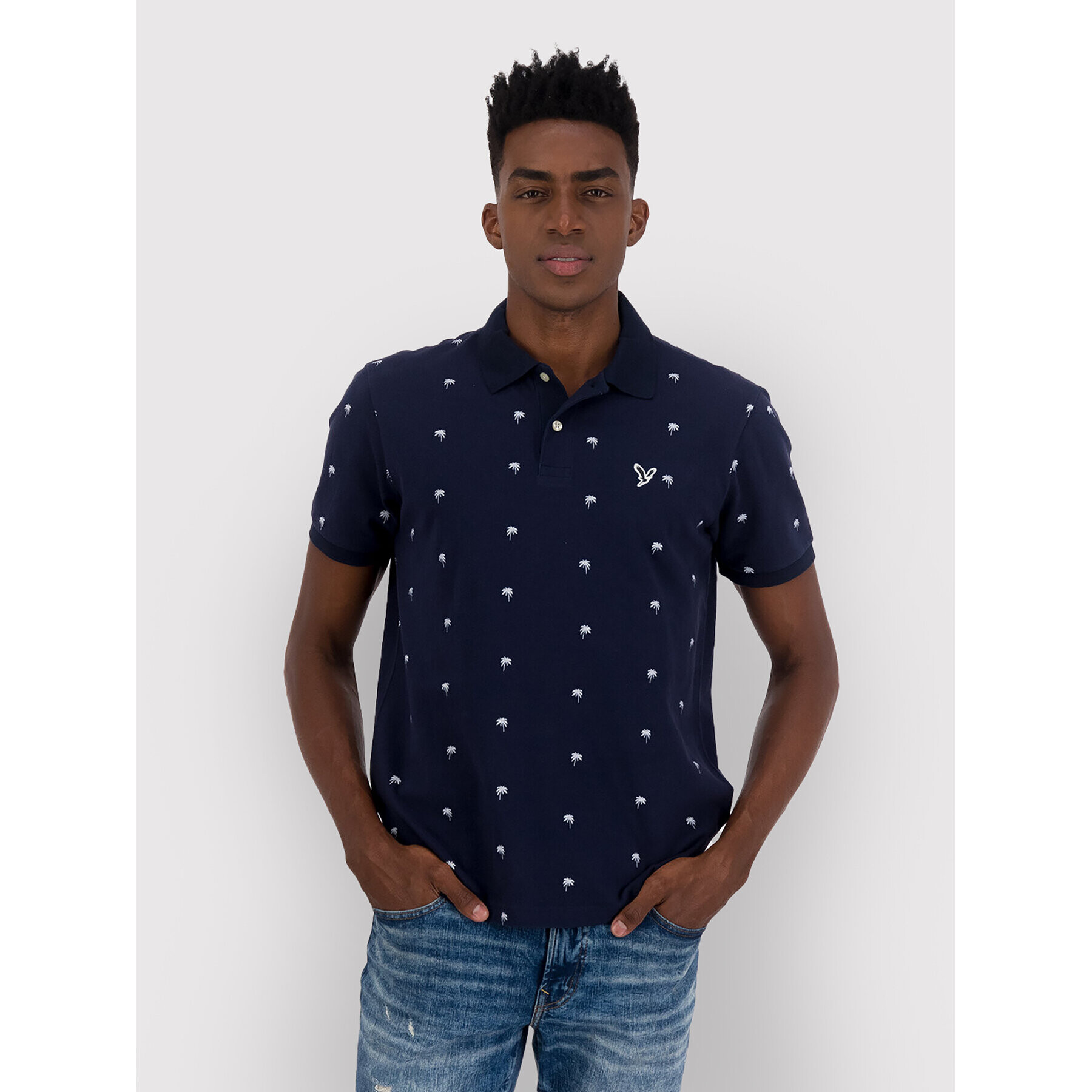 American Eagle Tricou polo 018-5165-9187 Bleumarin Regular Fit - Pled.ro