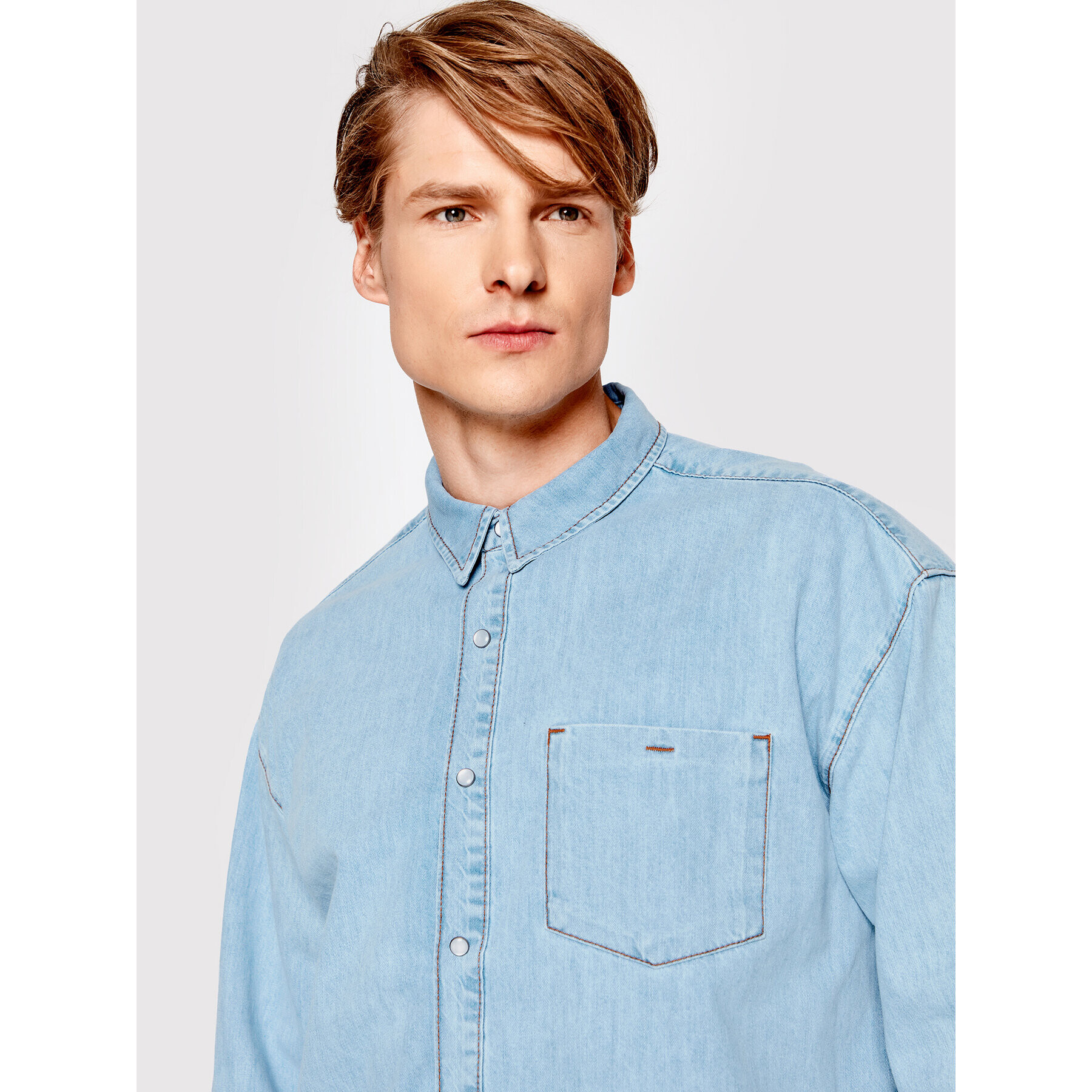 Americanos cămașă de blugi Unisex Michigan Albastru Oversize - Pled.ro